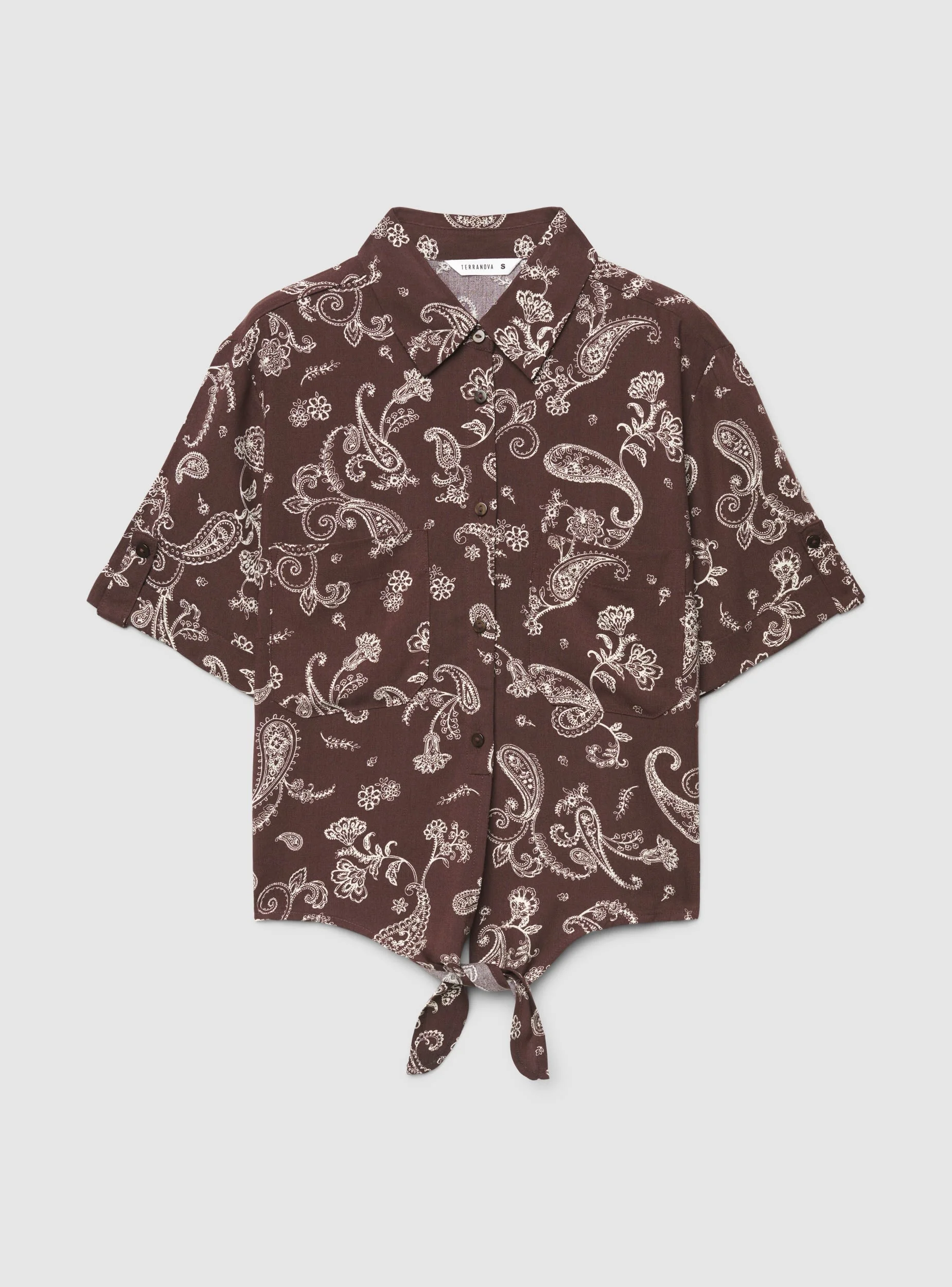 Camicia crop con nodo e stampa - Image 6