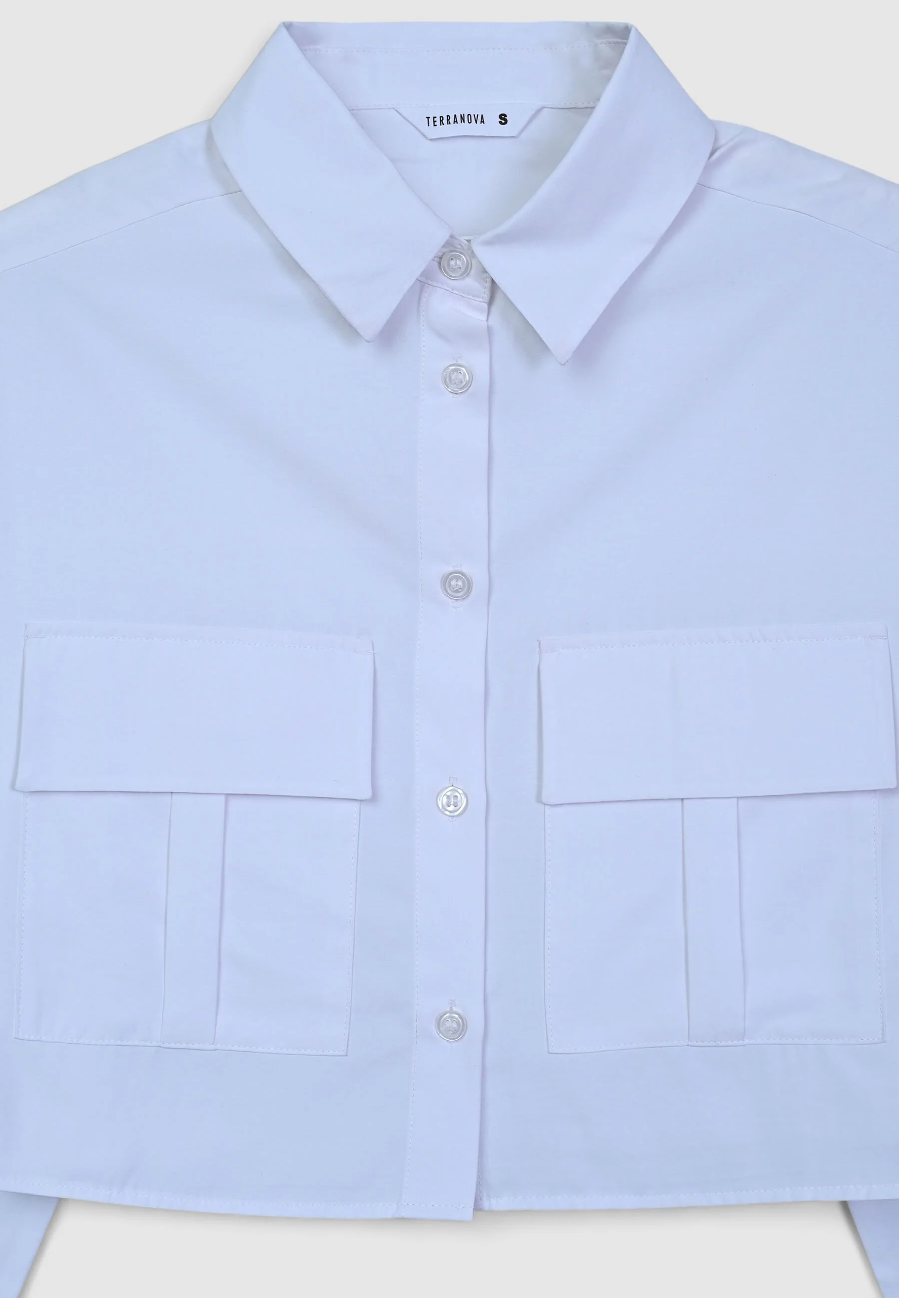Camicia crop con tasche applicate - Image 6