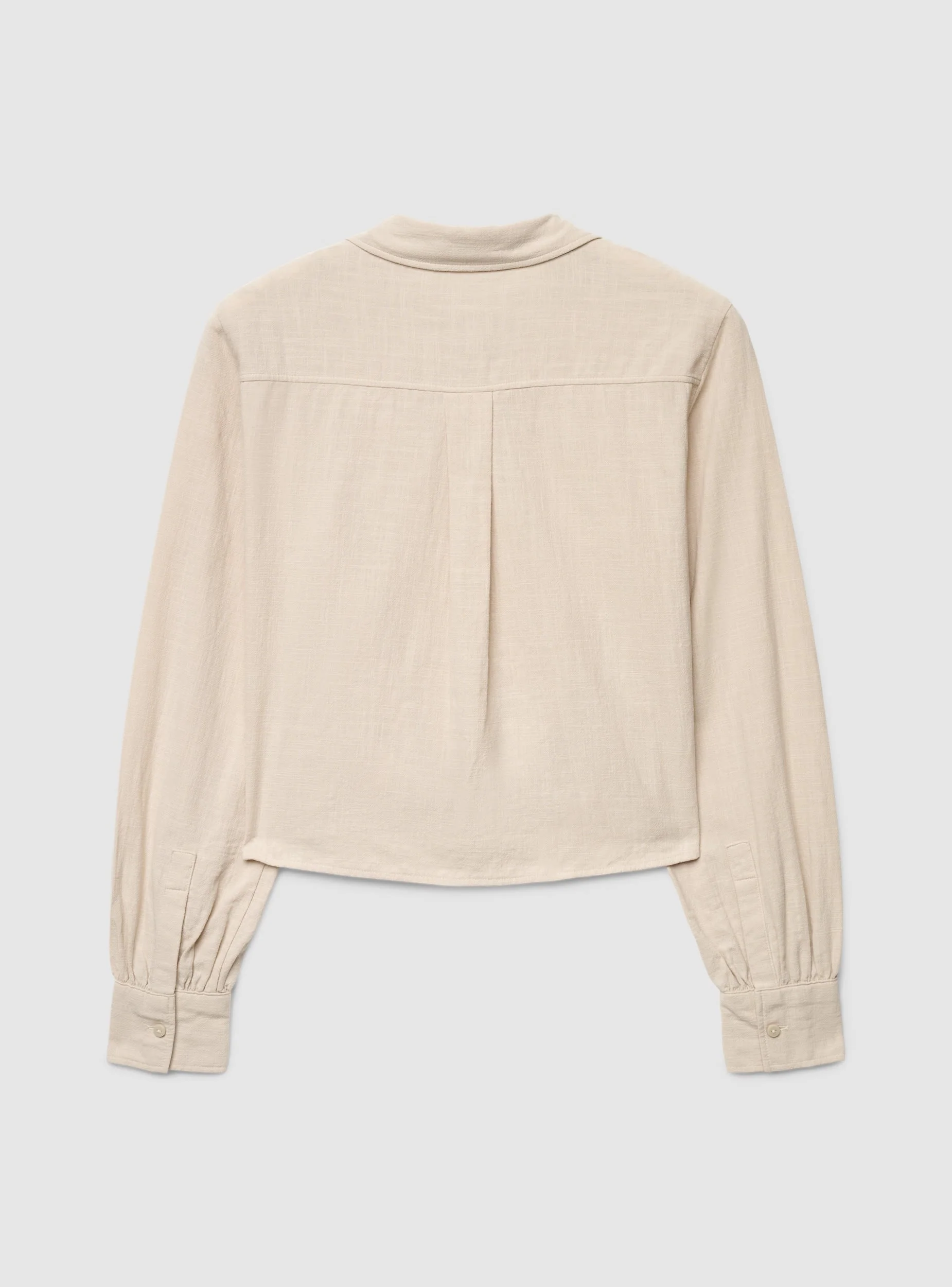Camicia crop effetto lino con nodo - Image 5