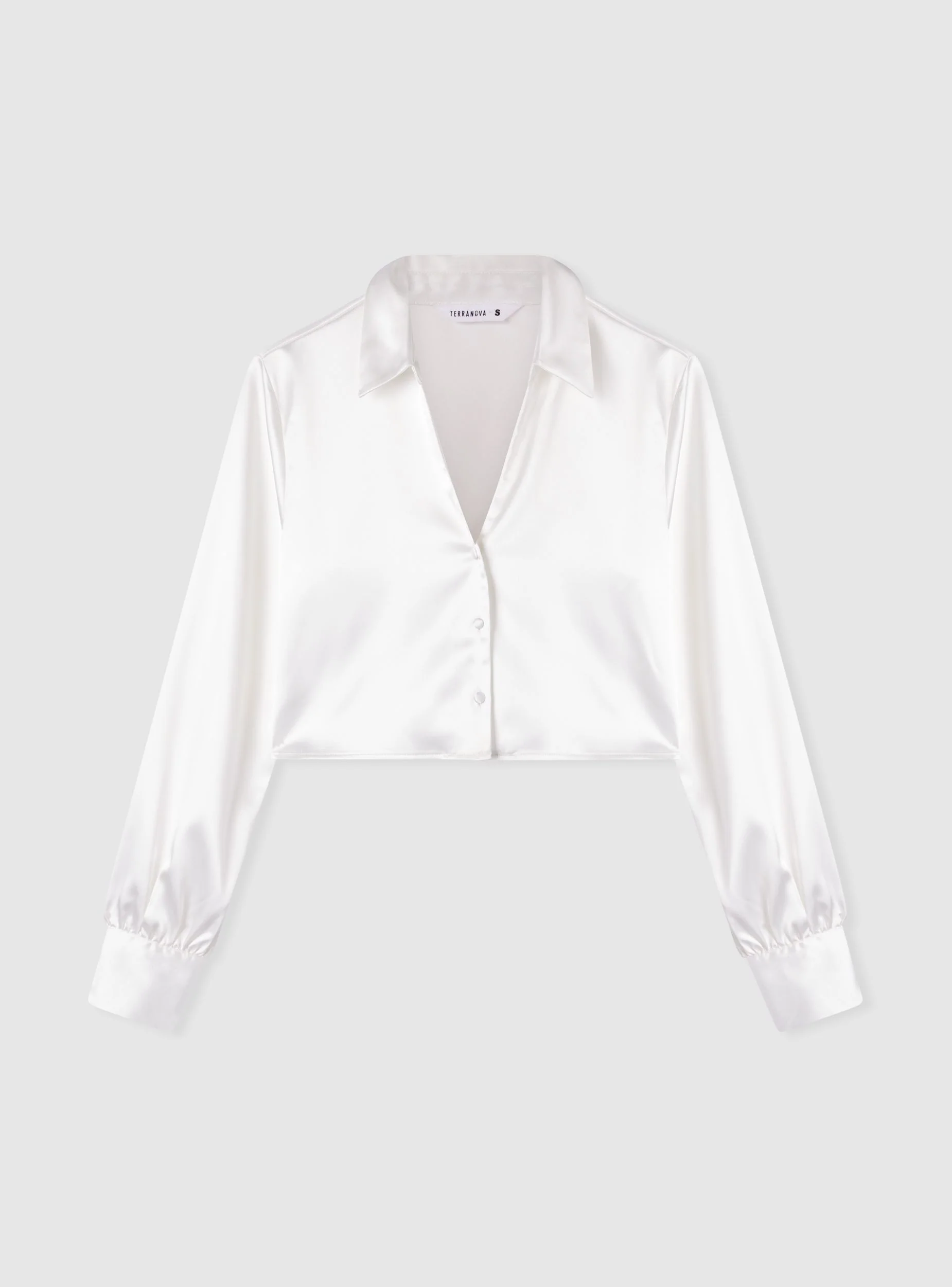Camicia crop effetto raso - Image 5
