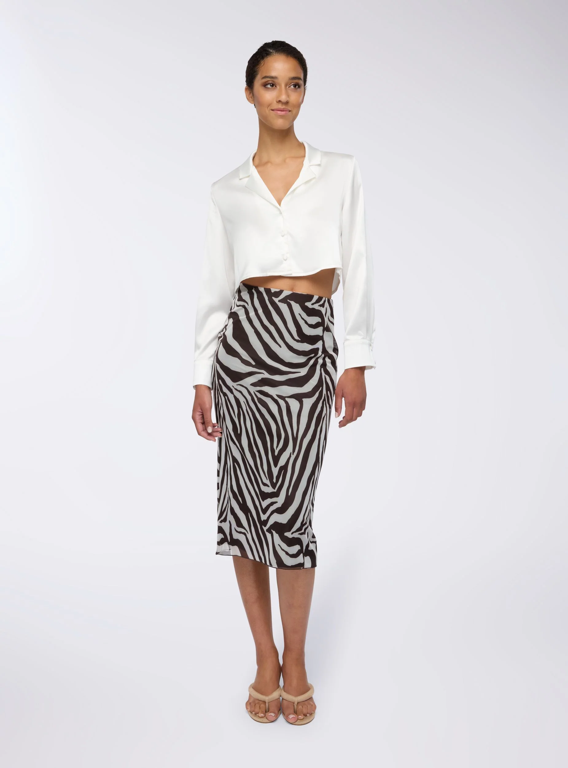 Camicia crop effetto raso