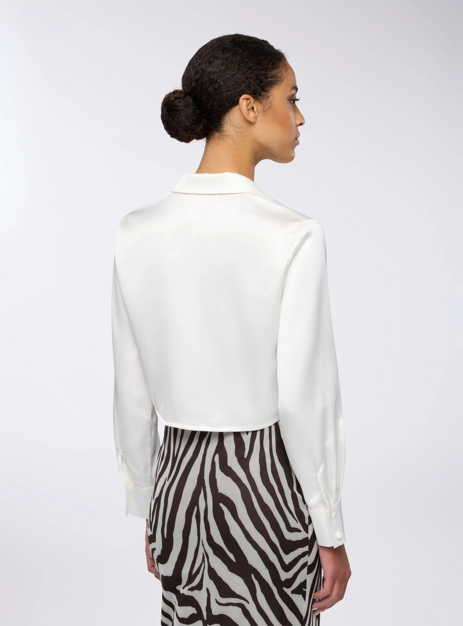 Camicia crop effetto raso - Image 3