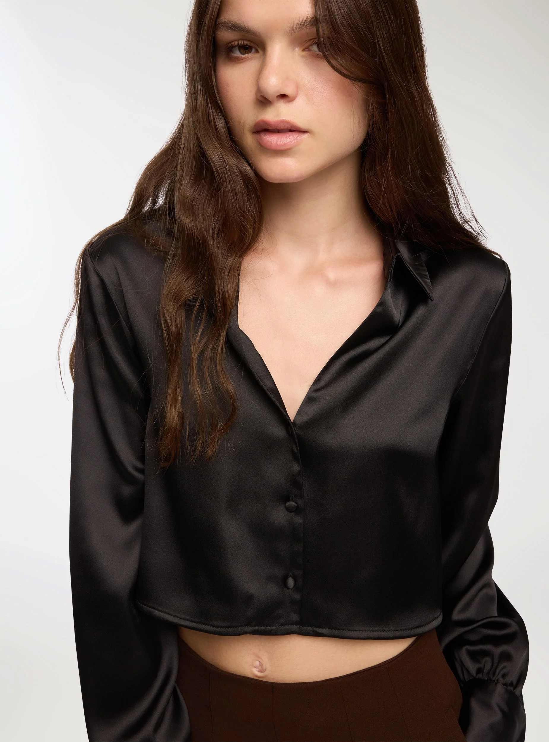 Camicia crop effetto raso - Image 6