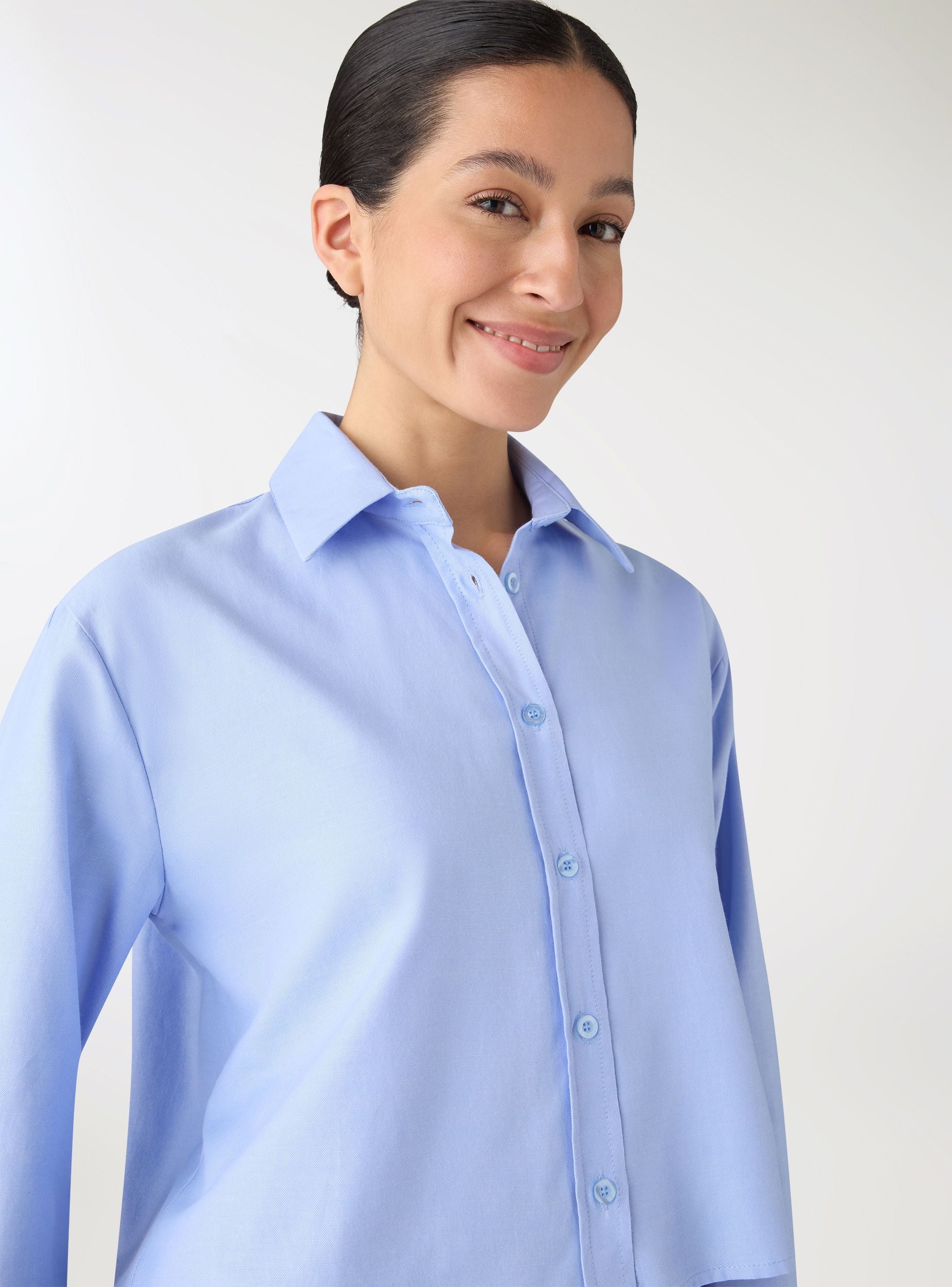 Camicia crop in tinta unita - Image 3