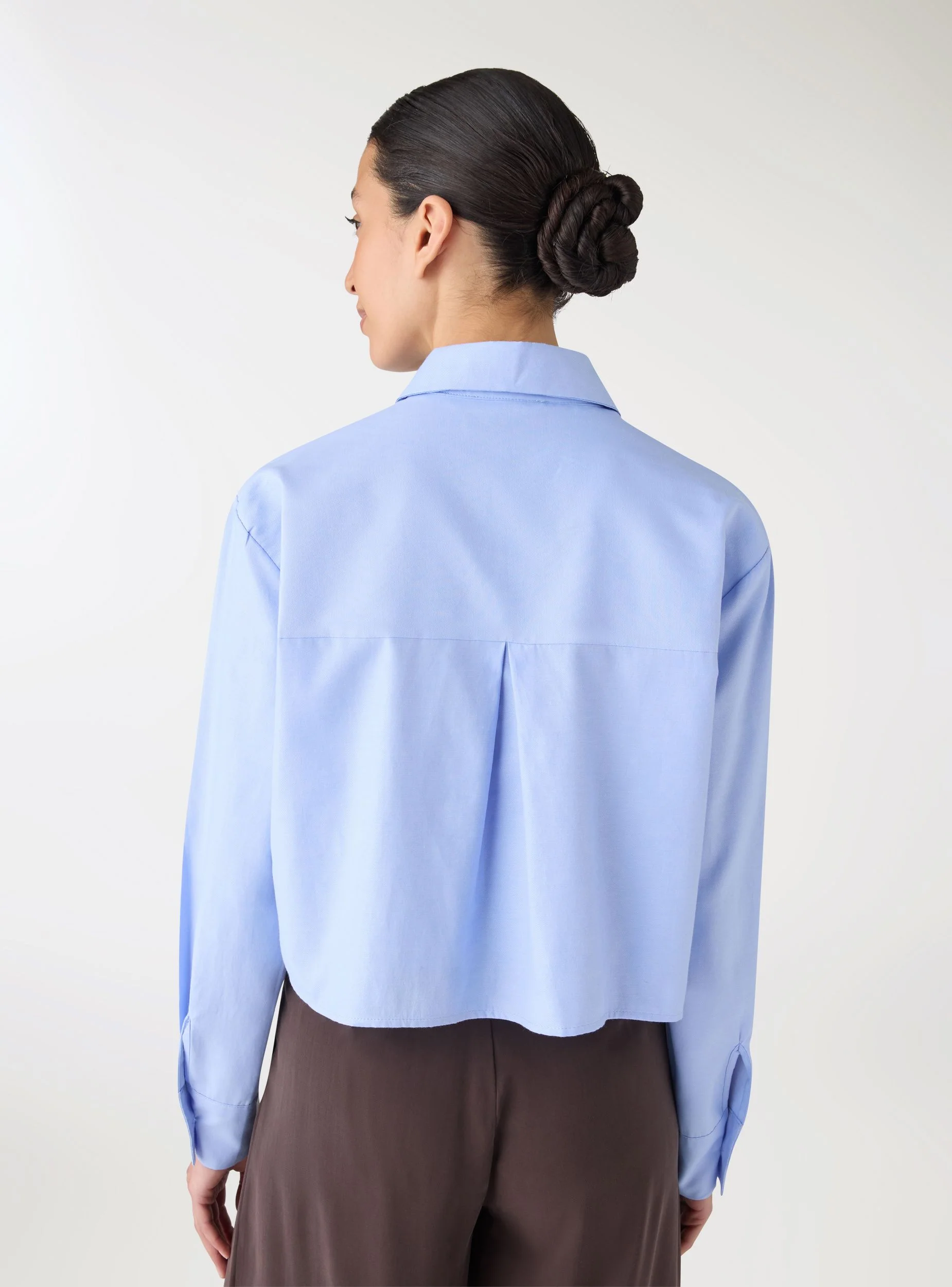Camicia crop in tinta unita - Image 4