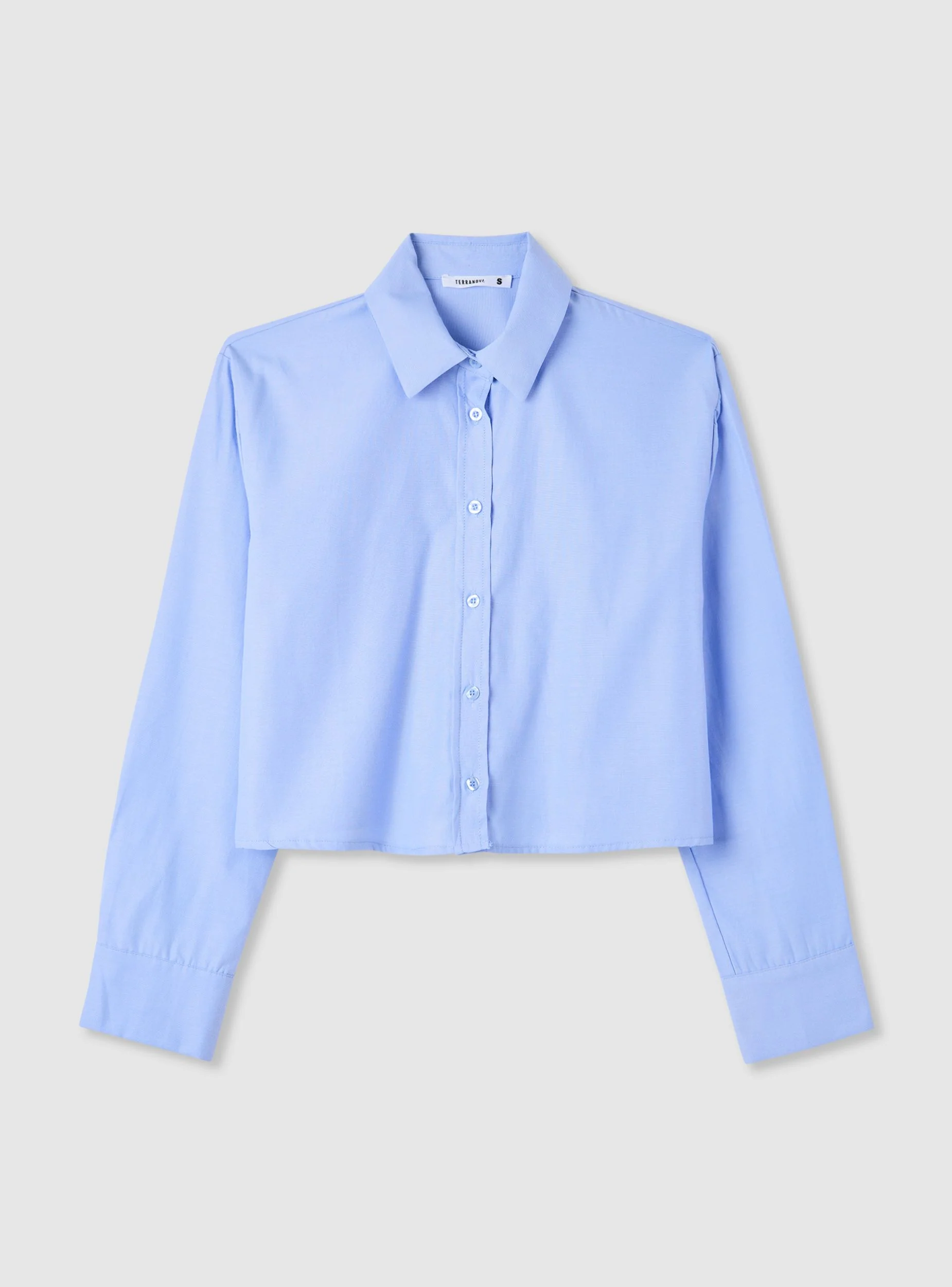 Camicia crop in tinta unita - Image 6