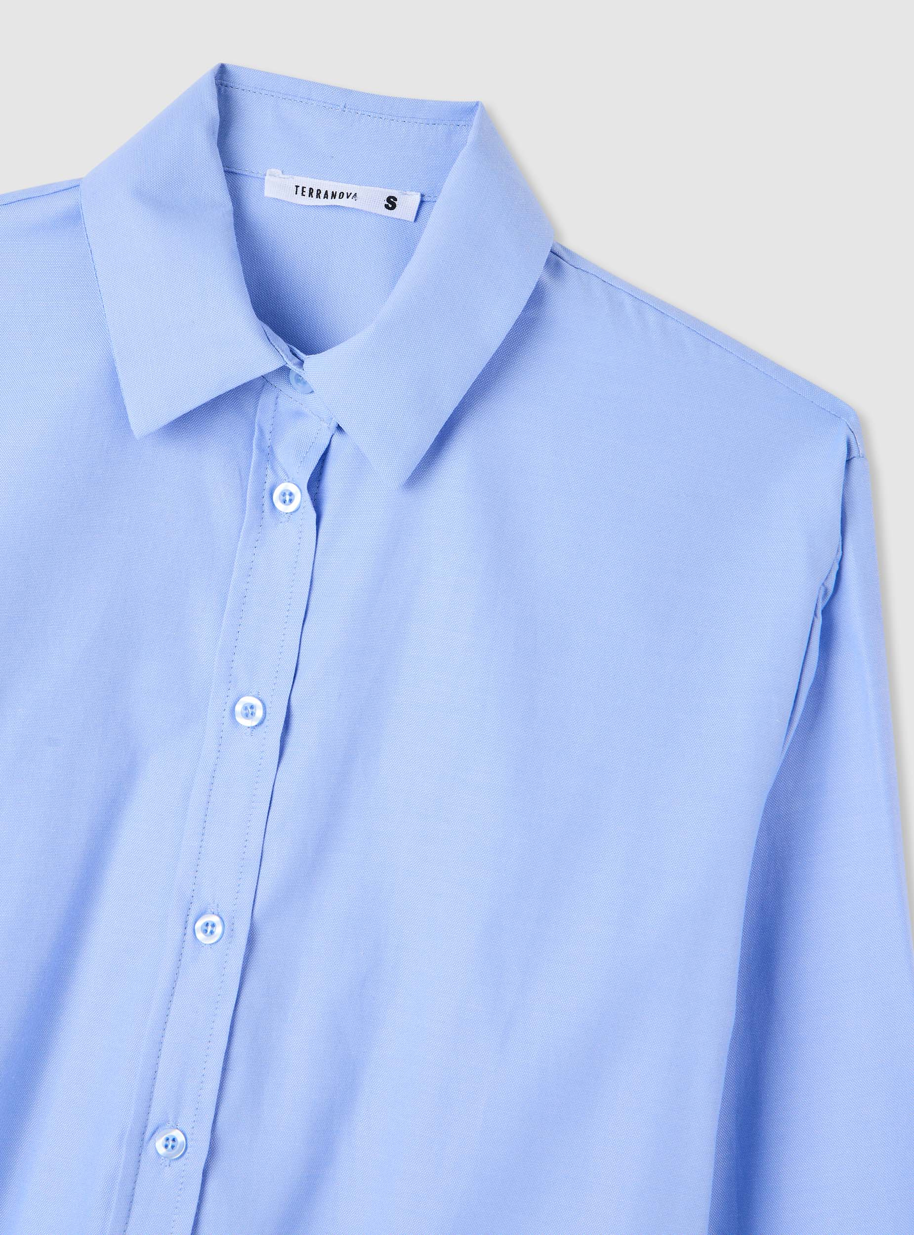 Camicia crop in tinta unita - Image 7
