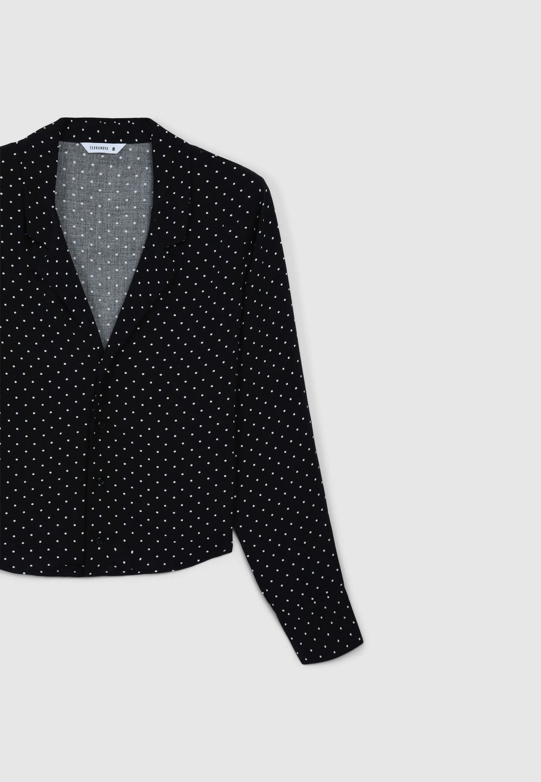 Camicia crop in viscosa a pois con revers - Image 7