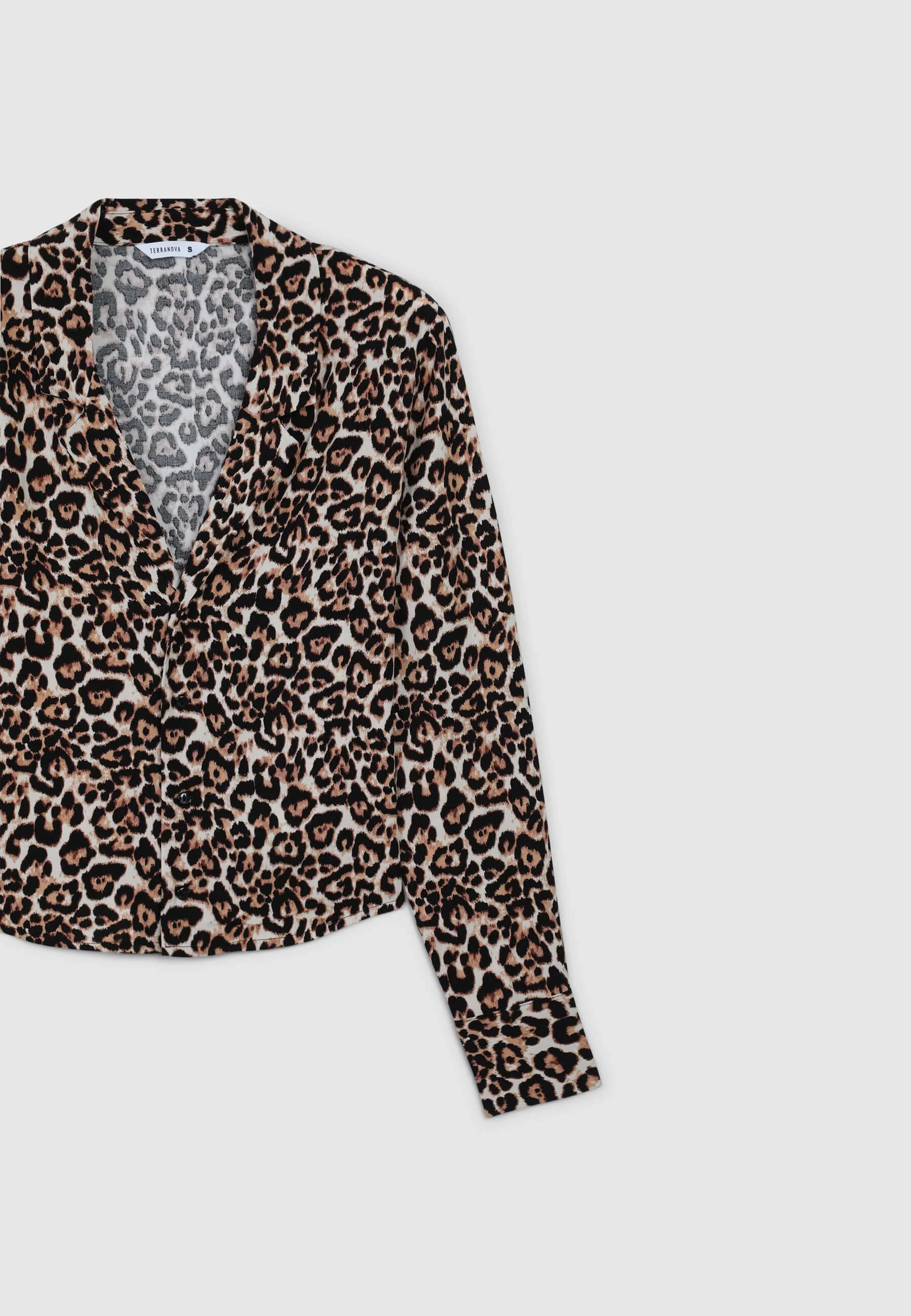 Camicia crop in viscosa animalier - Image 5