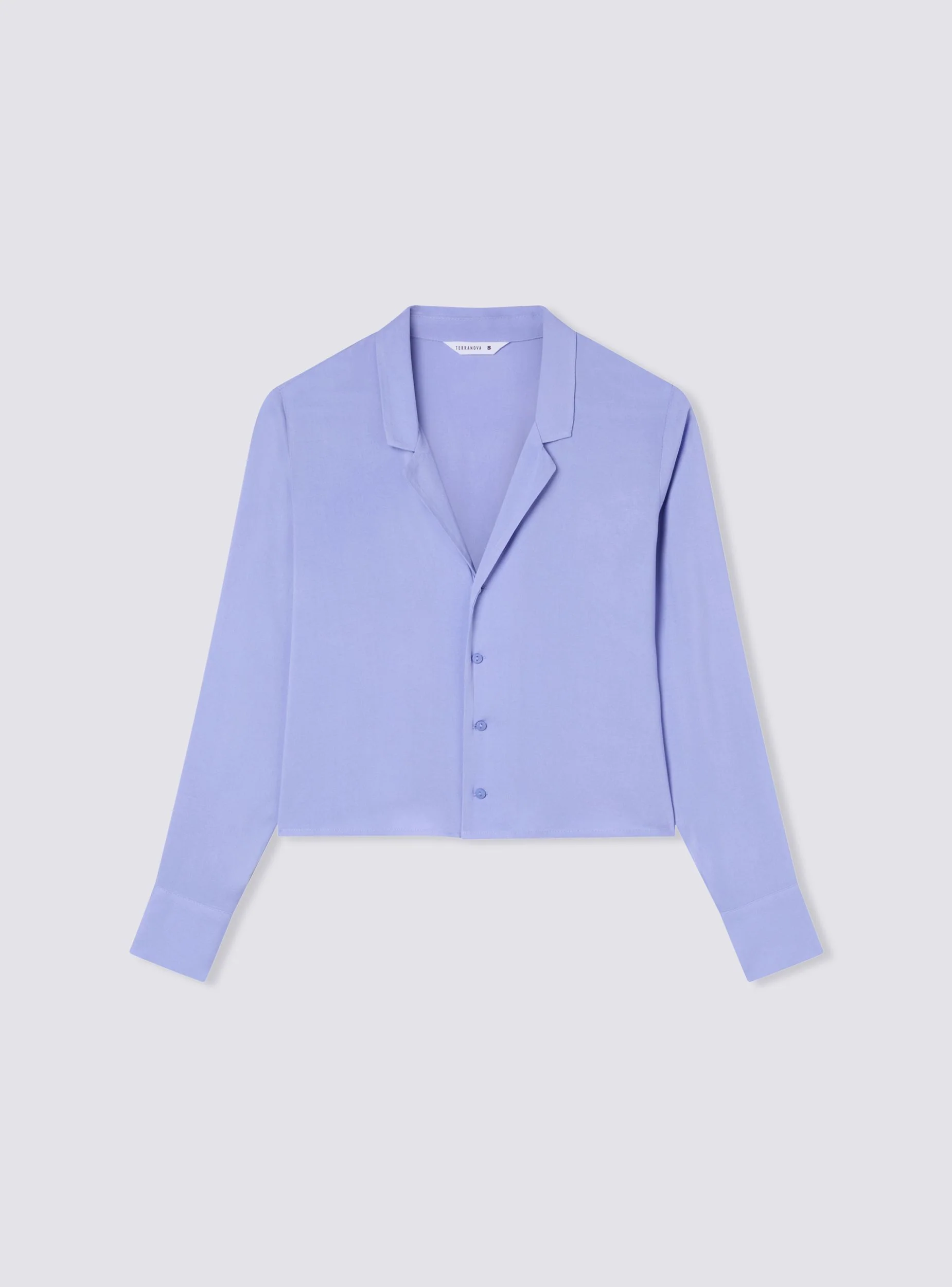 Camicia crop in viscosa con revers - Image 5
