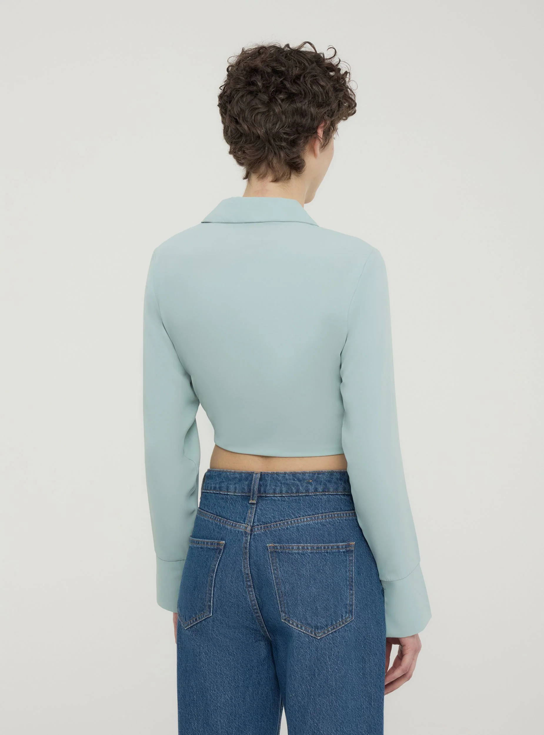 Camicia crop incrociata con nodo - Image 3