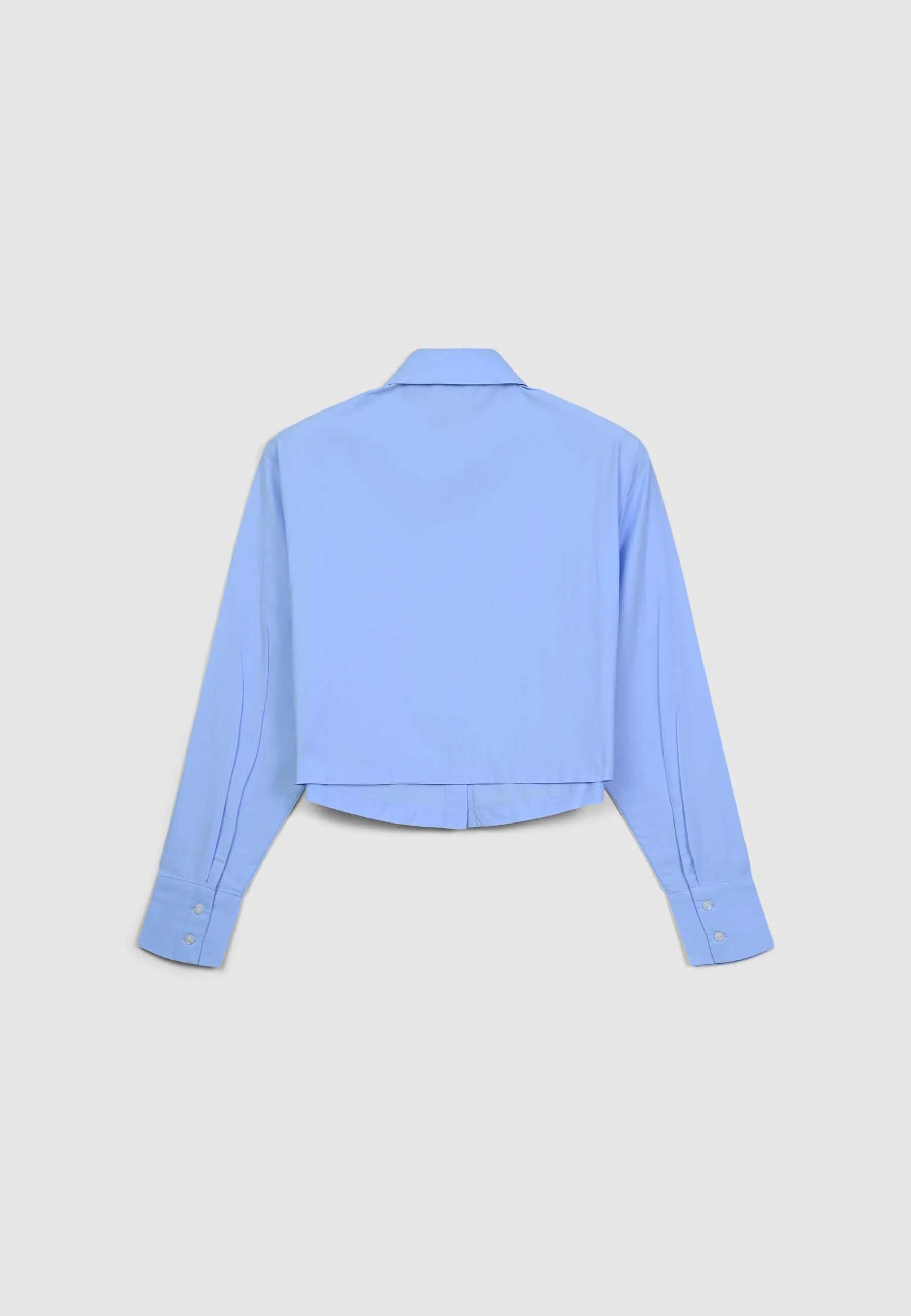 Camicia crop tinta unita in popeline - Image 6