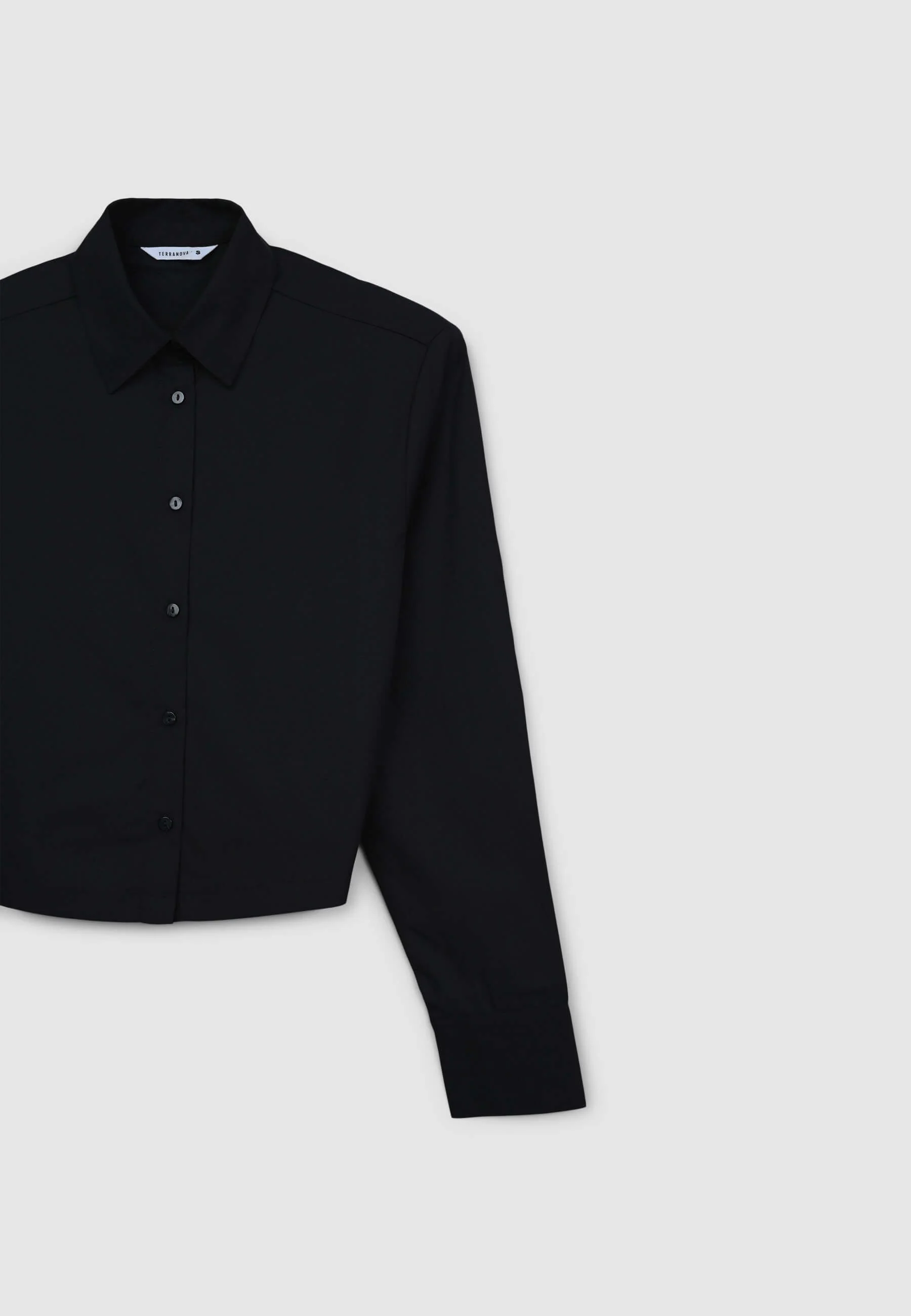 Camicia crop tinta unita in popeline - Image 6