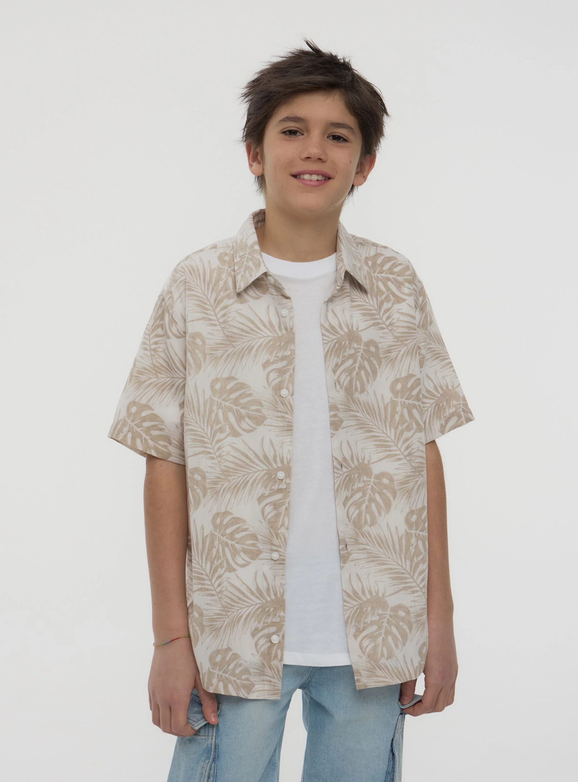 Camicia fantasia foglie tessuto leggero - Image 3