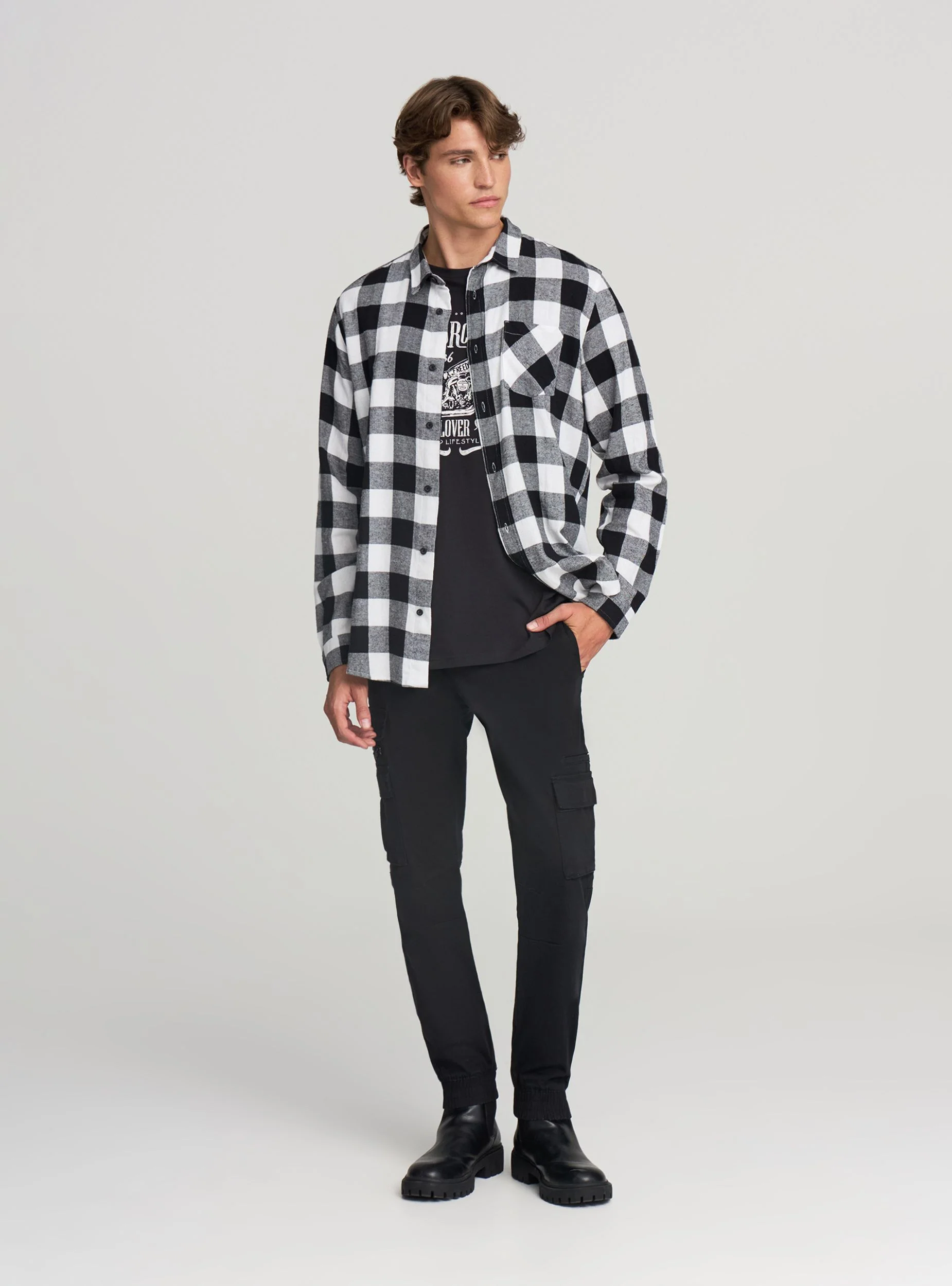 Camicia in flanella a quadri con tasca - Image 2