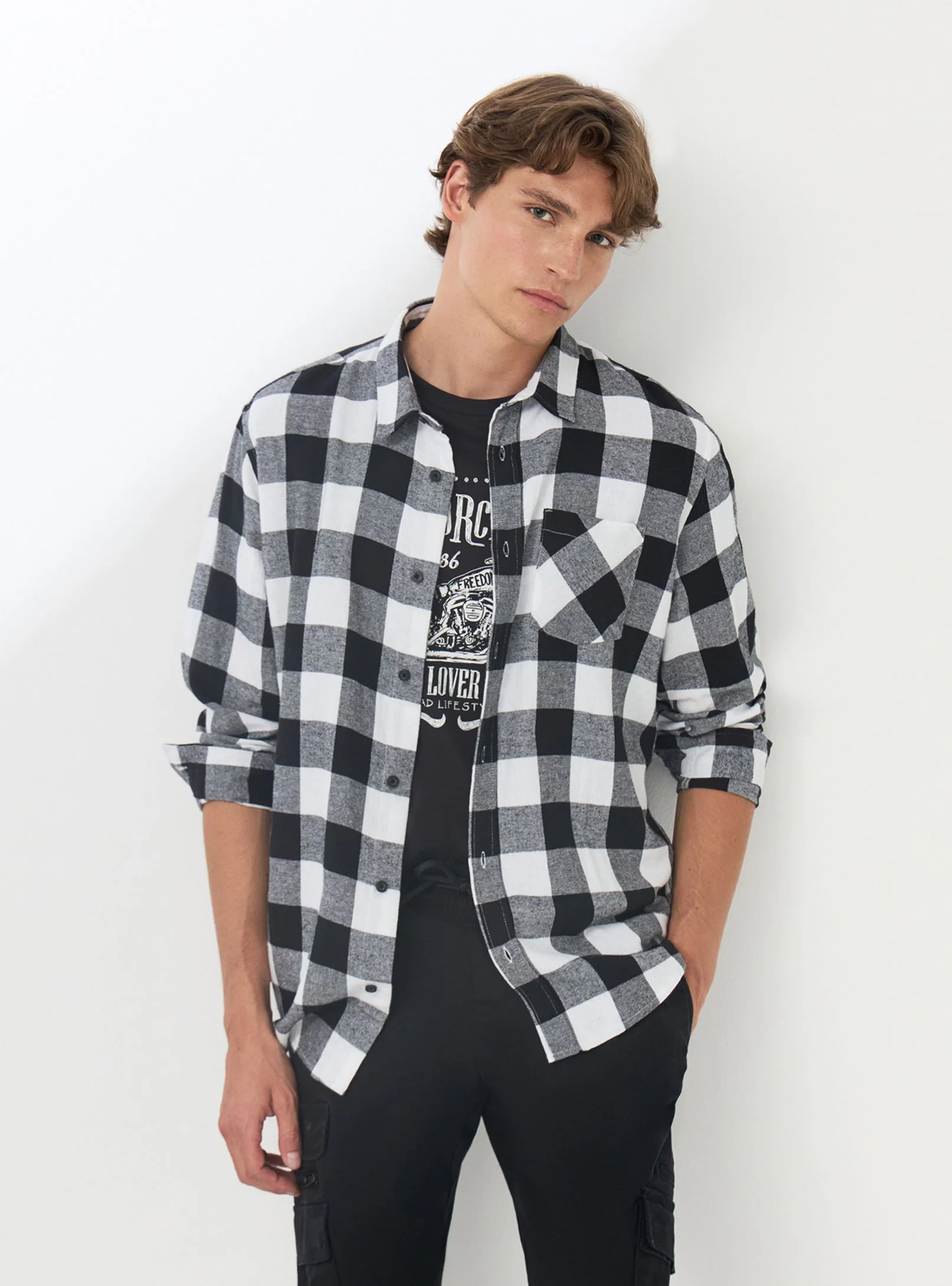 Camicia in flanella a quadri con tasca - Image 3