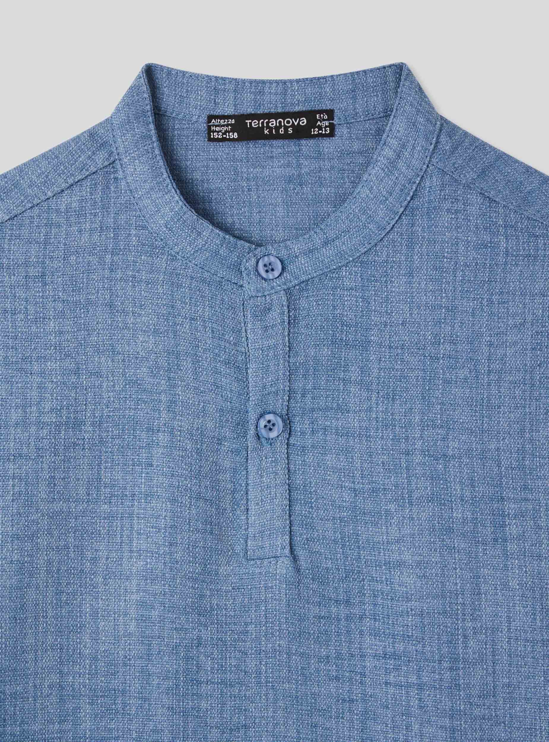 Camicia manica corta con collo alla coreana - Image 3