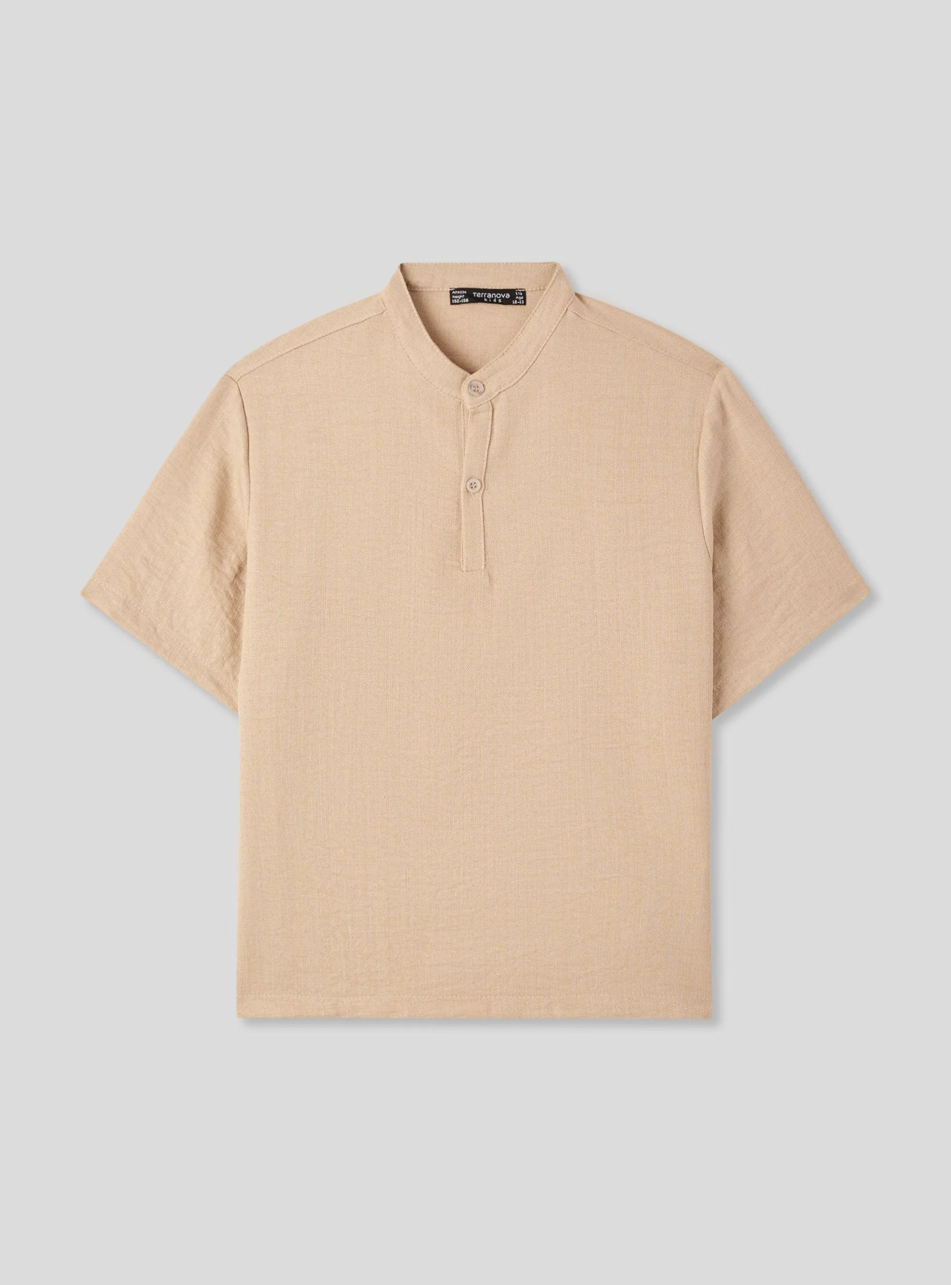 Camicia manica corta con collo alla coreana