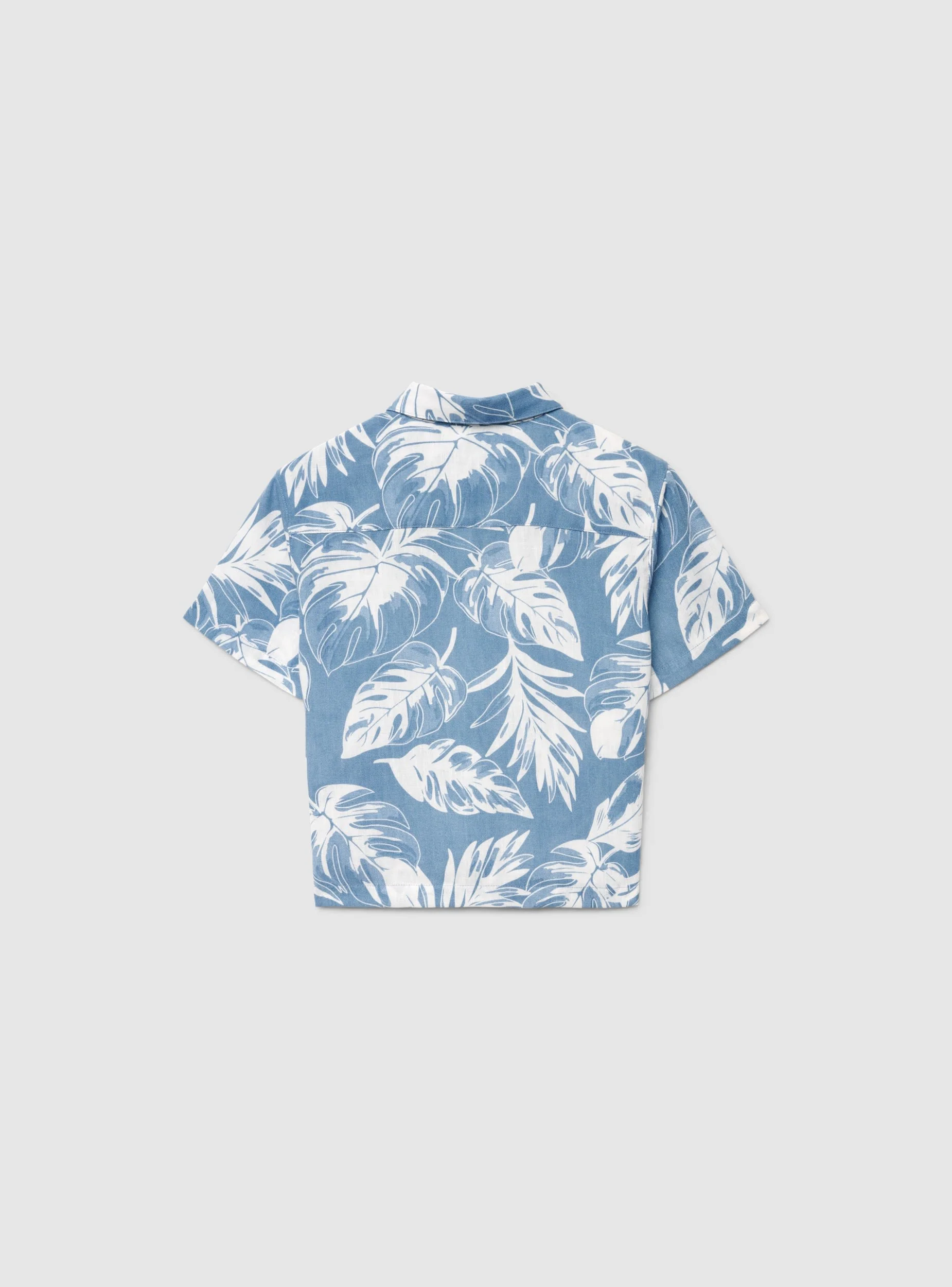 Camicia maniche corte con stampa foglie - Image 2