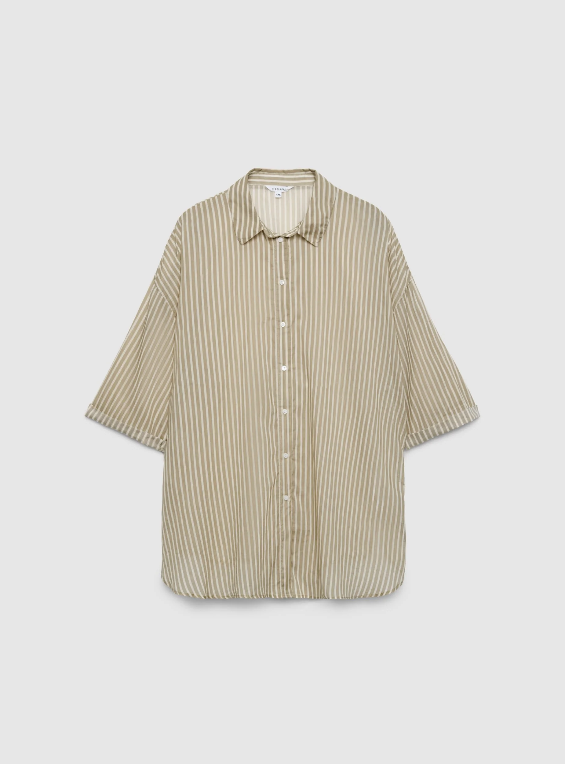 Camicia maxi a righe con bottoni - Image 5
