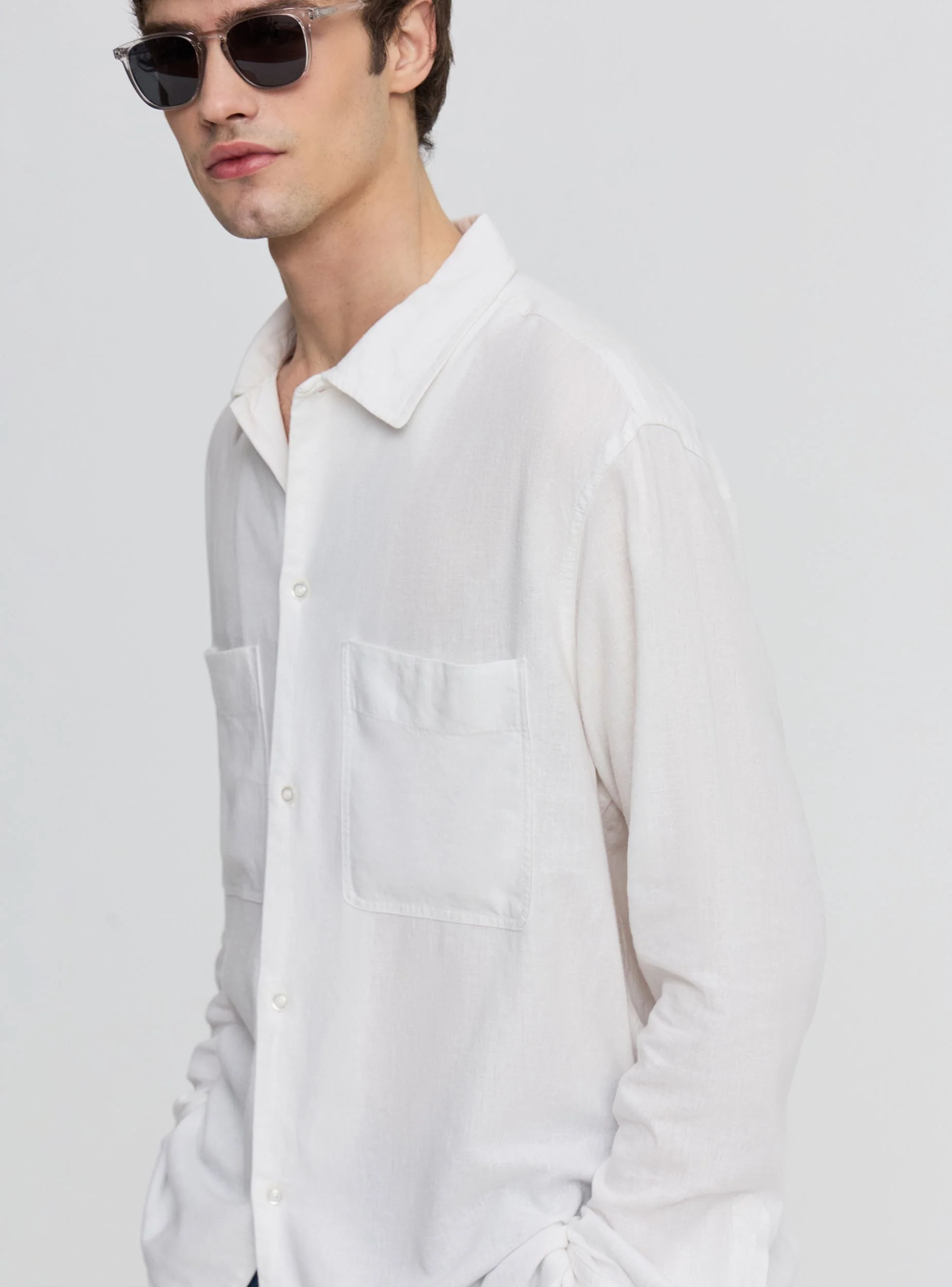 Camicia misto lino con tasche - Image 3