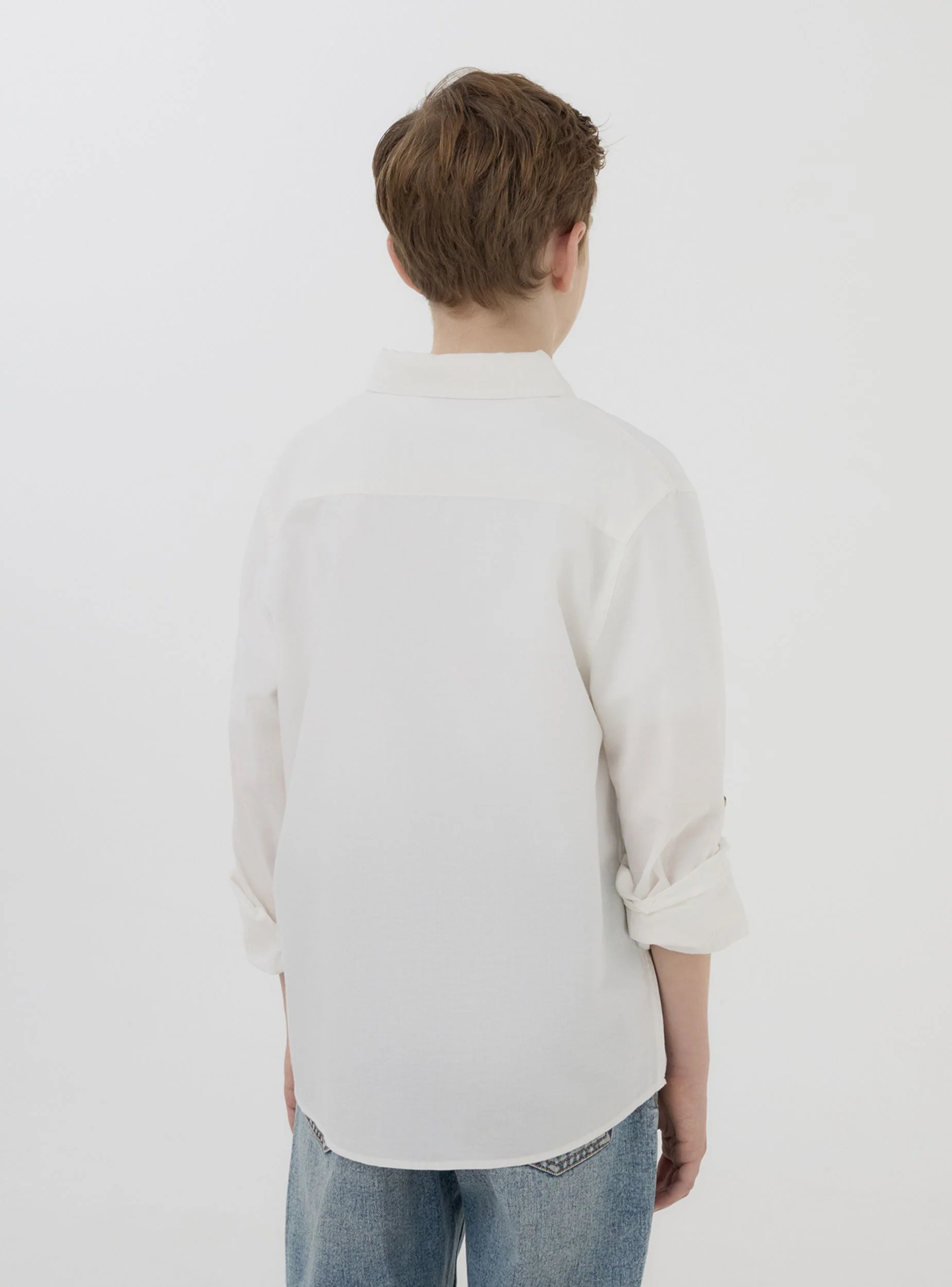Camicia misto lino maniche roll-up - Image 2