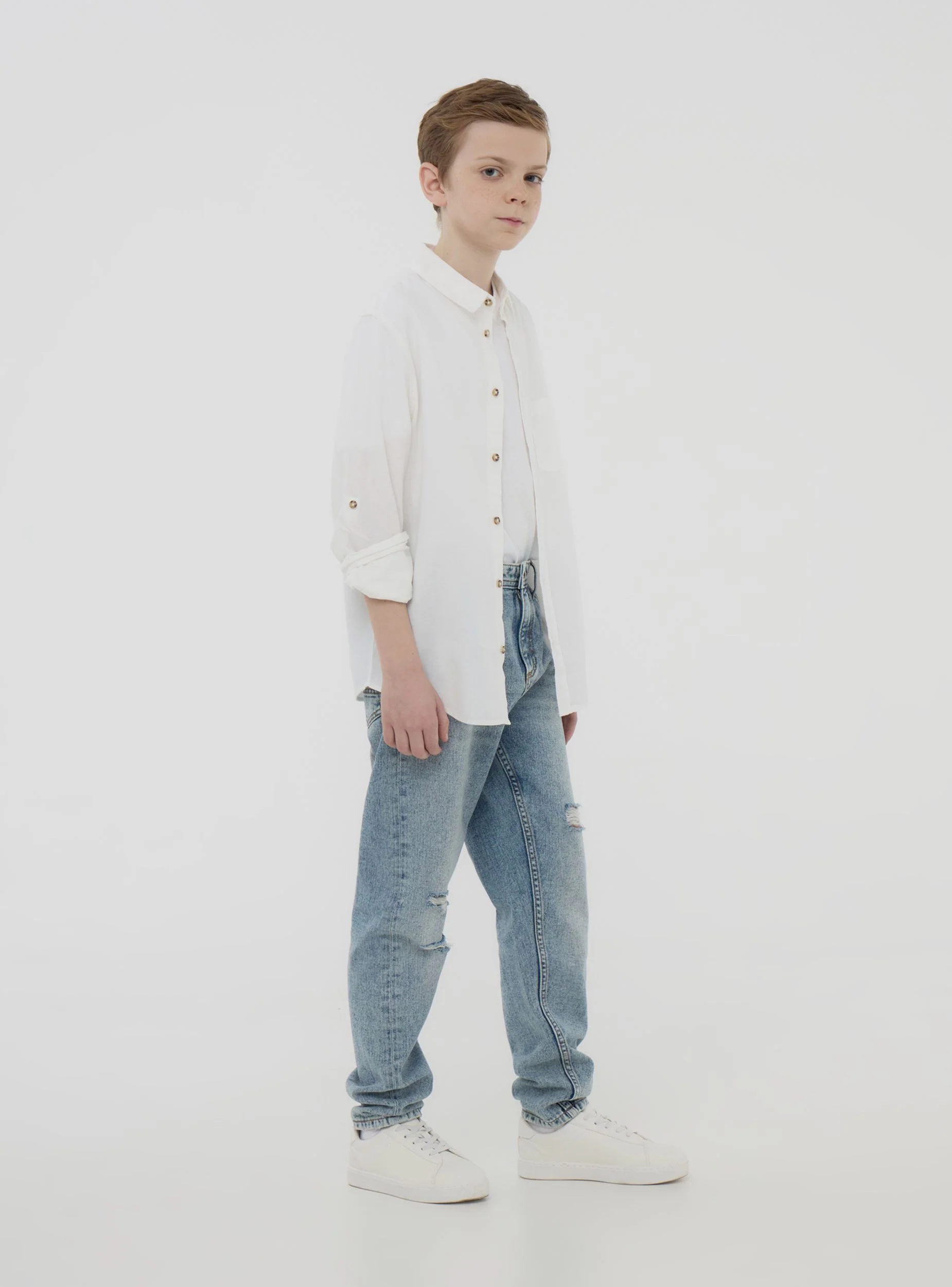 Camicia misto lino maniche roll-up - Image 3