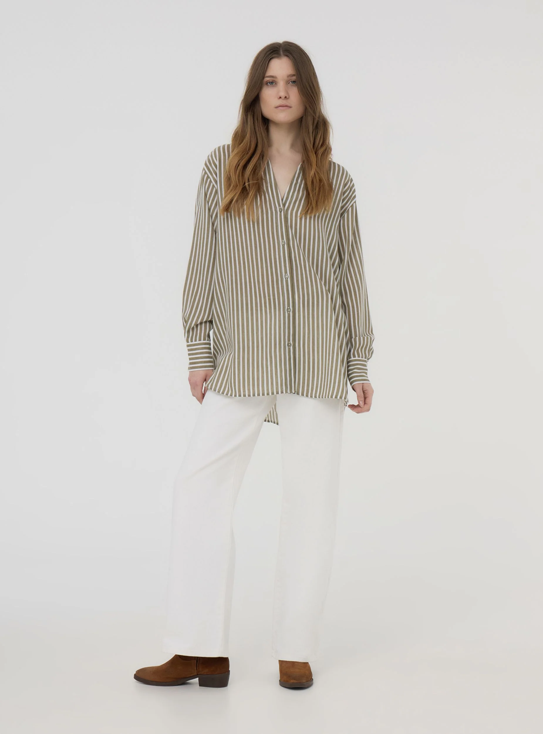 Camicia over a righe tessuto leggero - Image 3