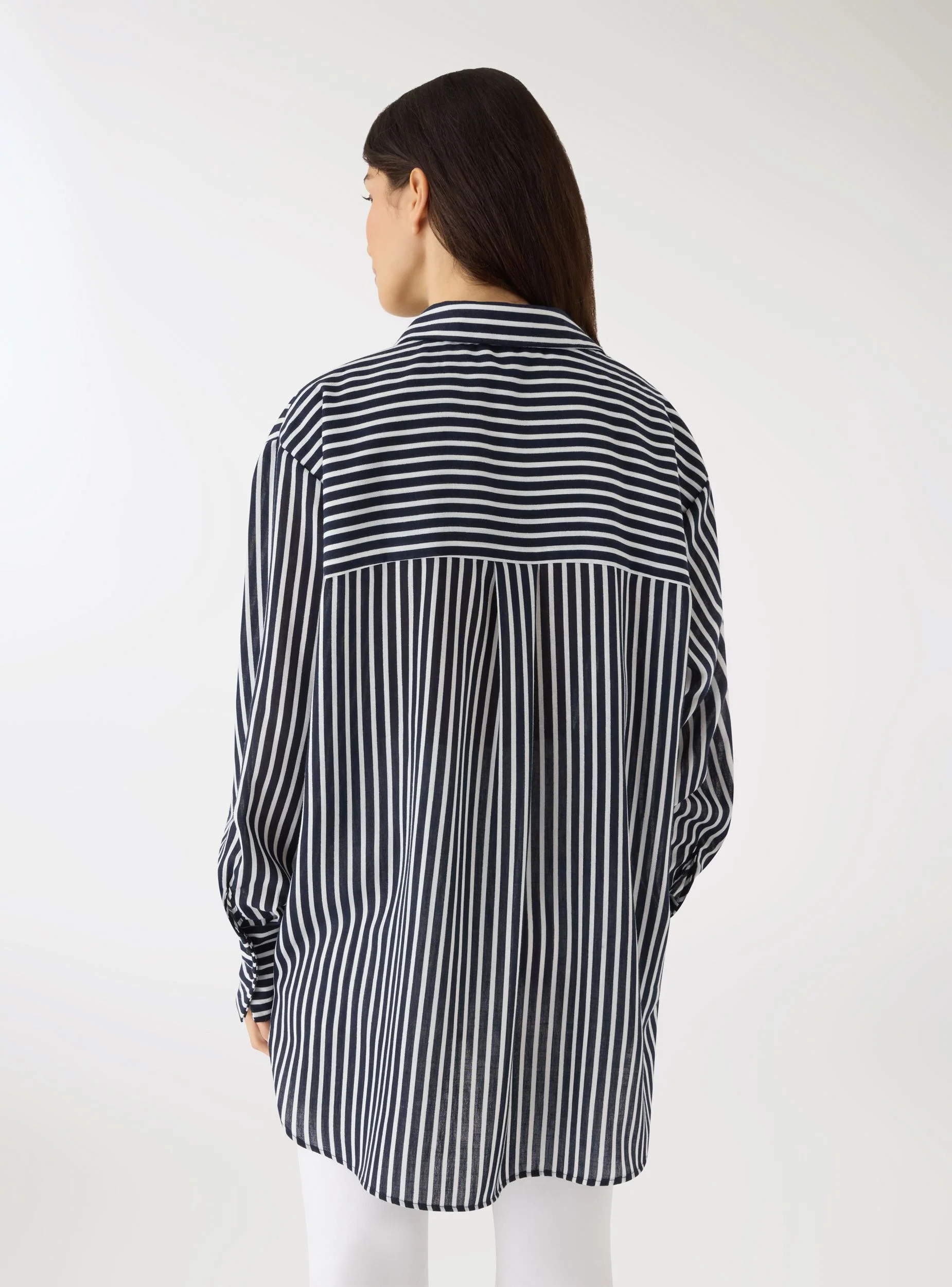 Camicia oversize a righe effetto lino - Image 3