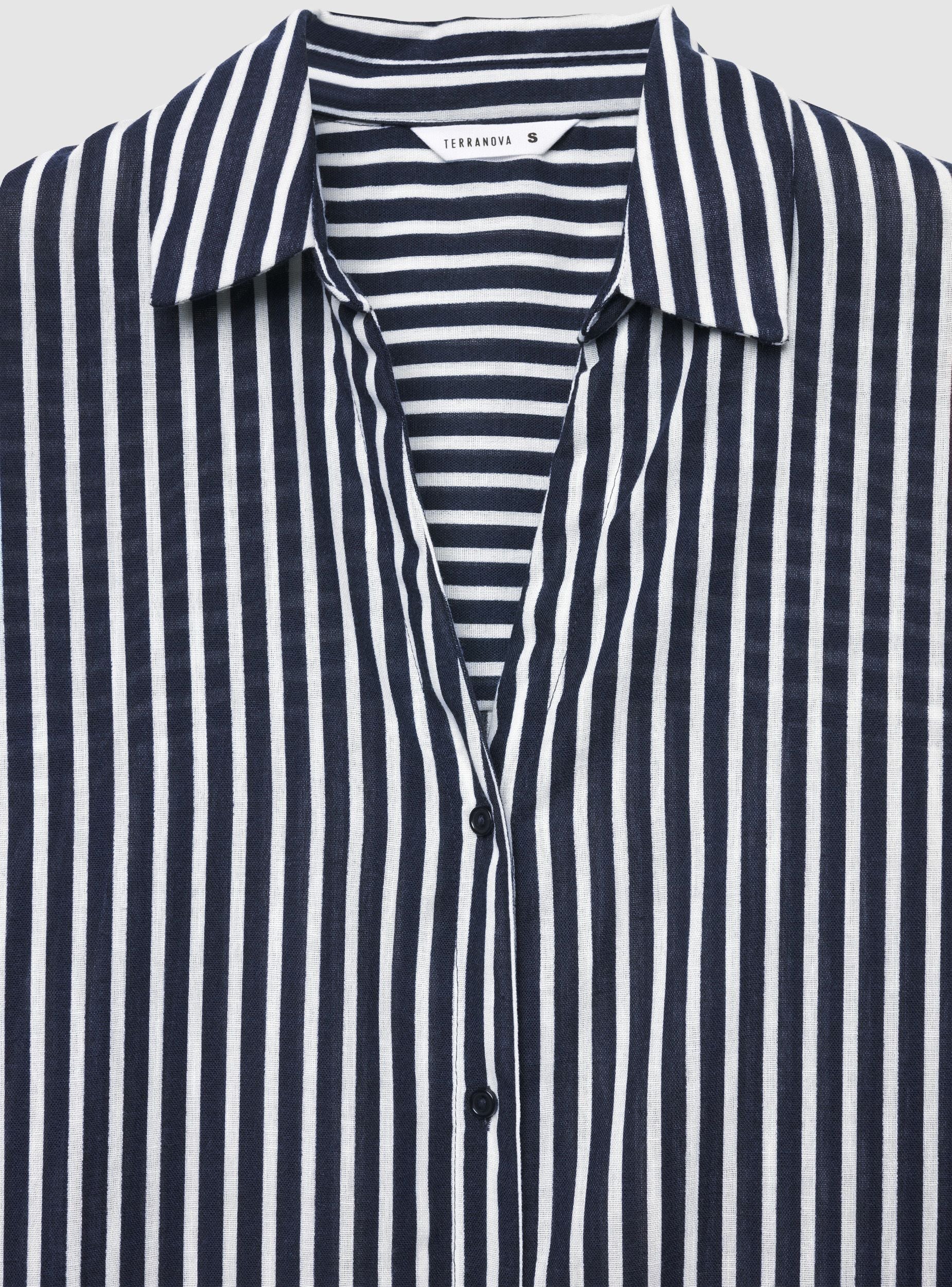 Camicia oversize a righe effetto lino - Image 5