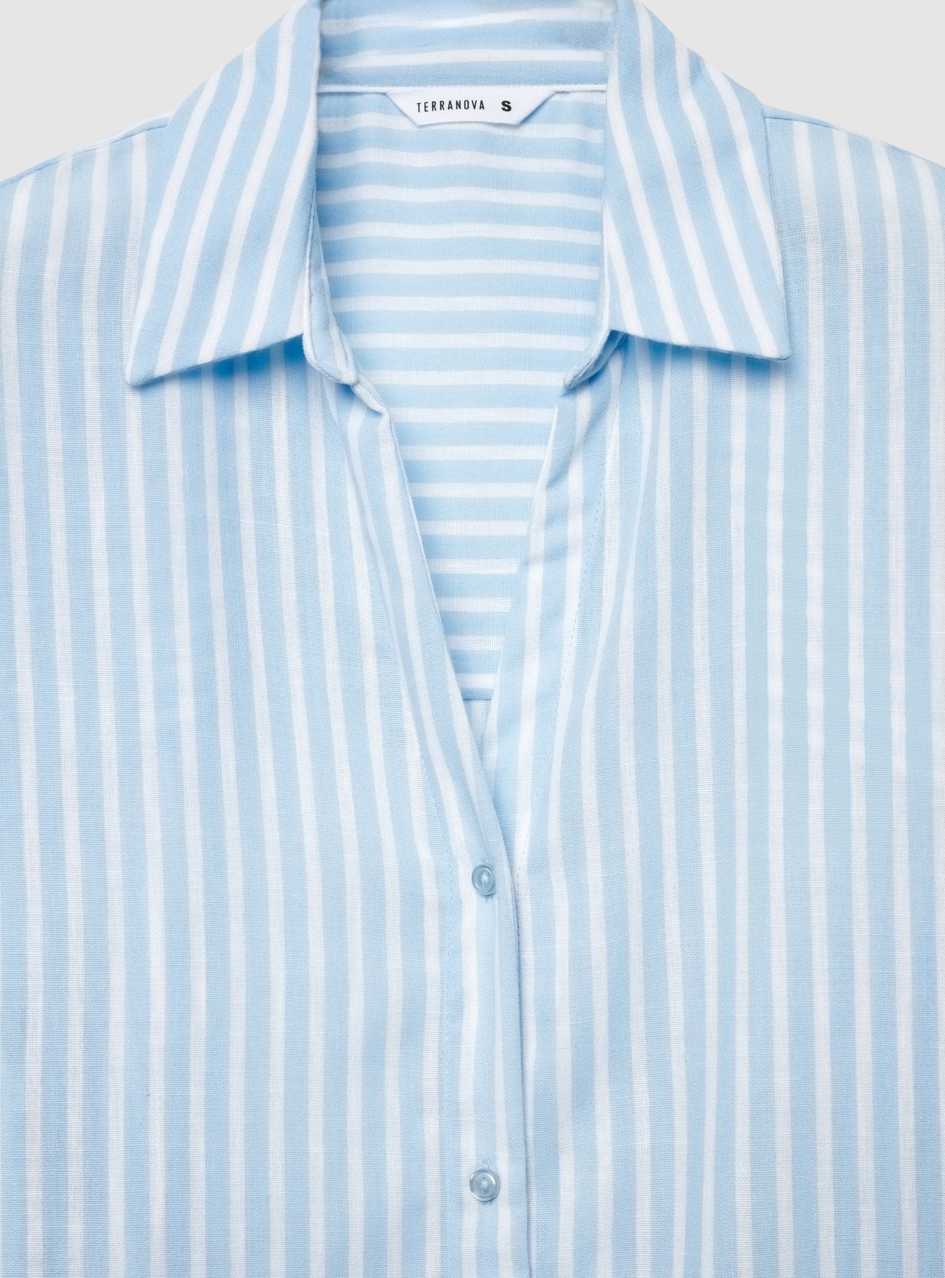 Camicia oversize a righe effetto lino - Image 5