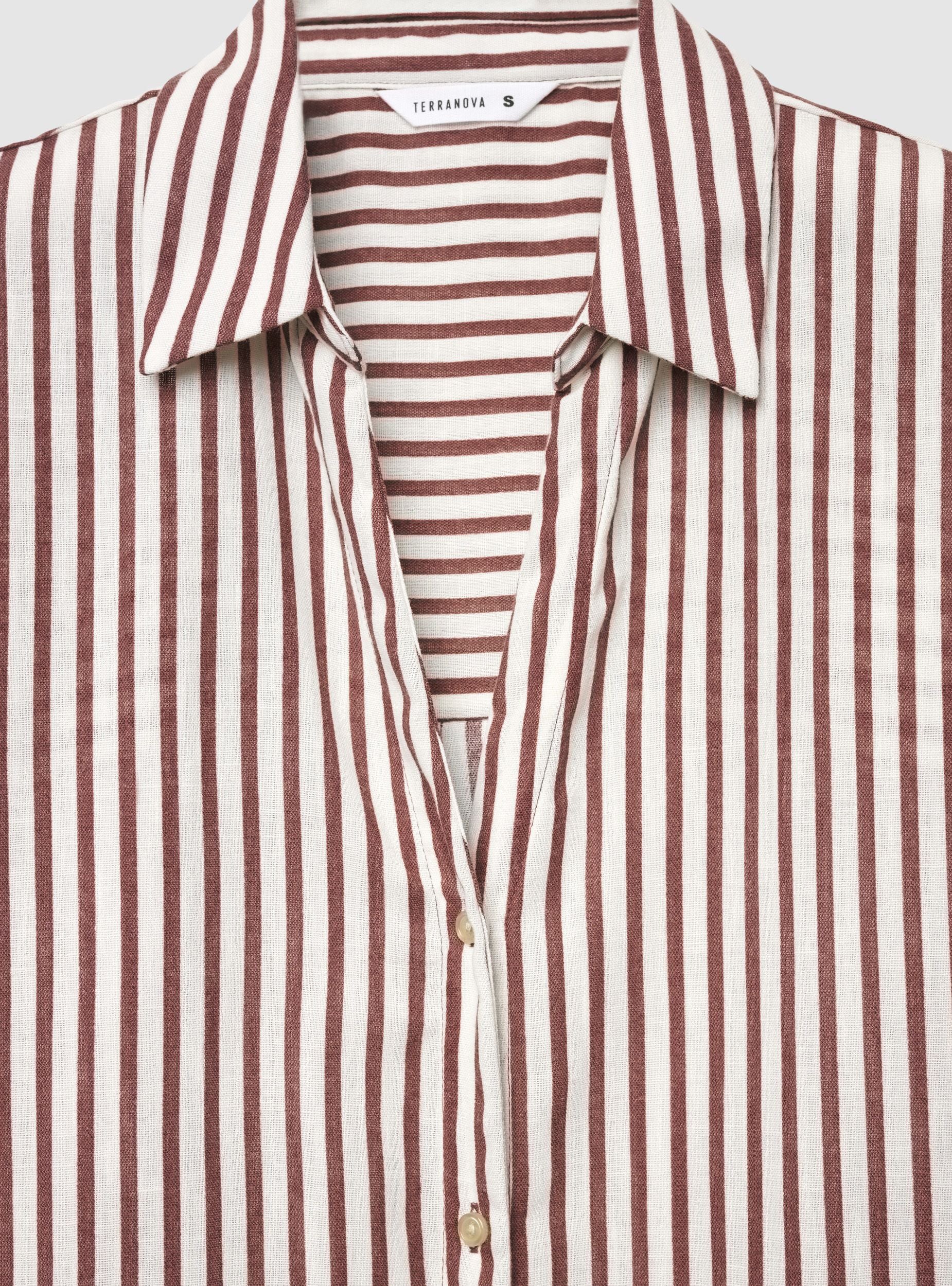 Camicia oversize a righe effetto lino - Image 6