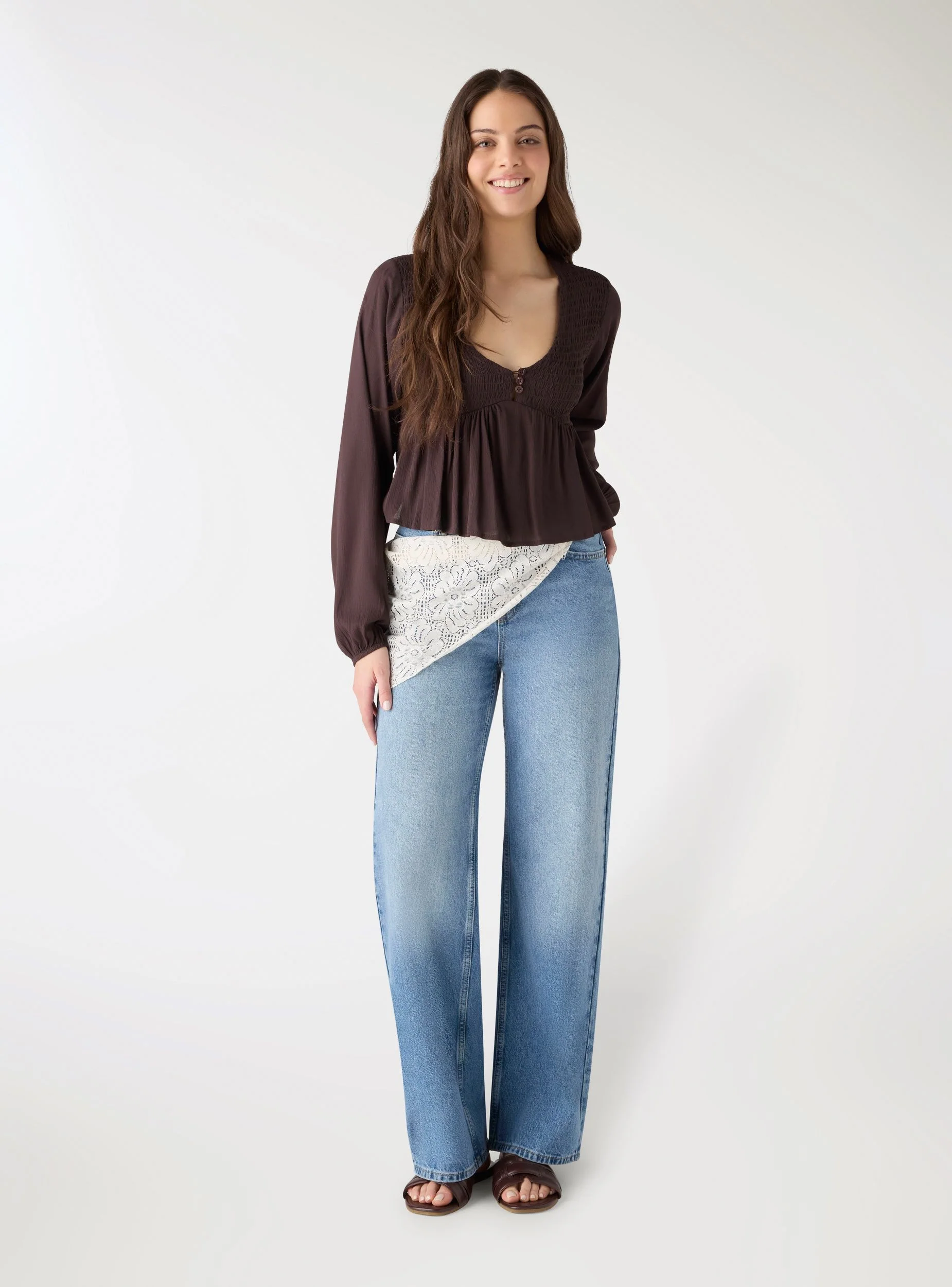 Camicia peplum con corpino arricciato