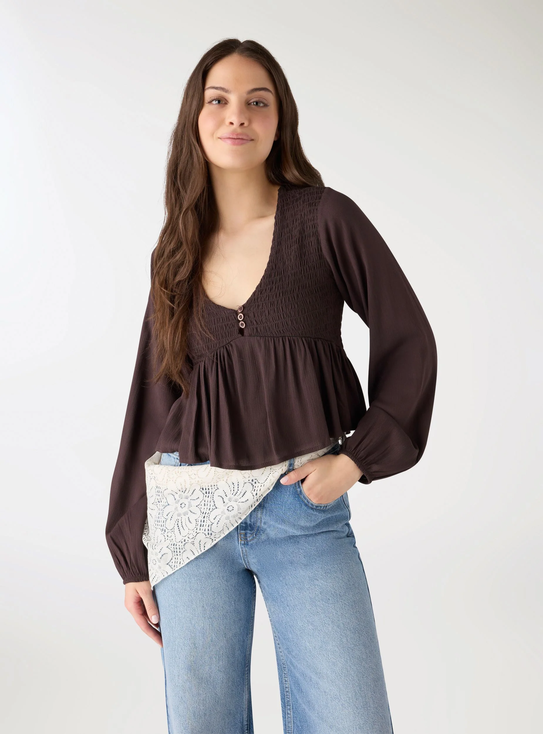 Camicia peplum con corpino arricciato - Image 2