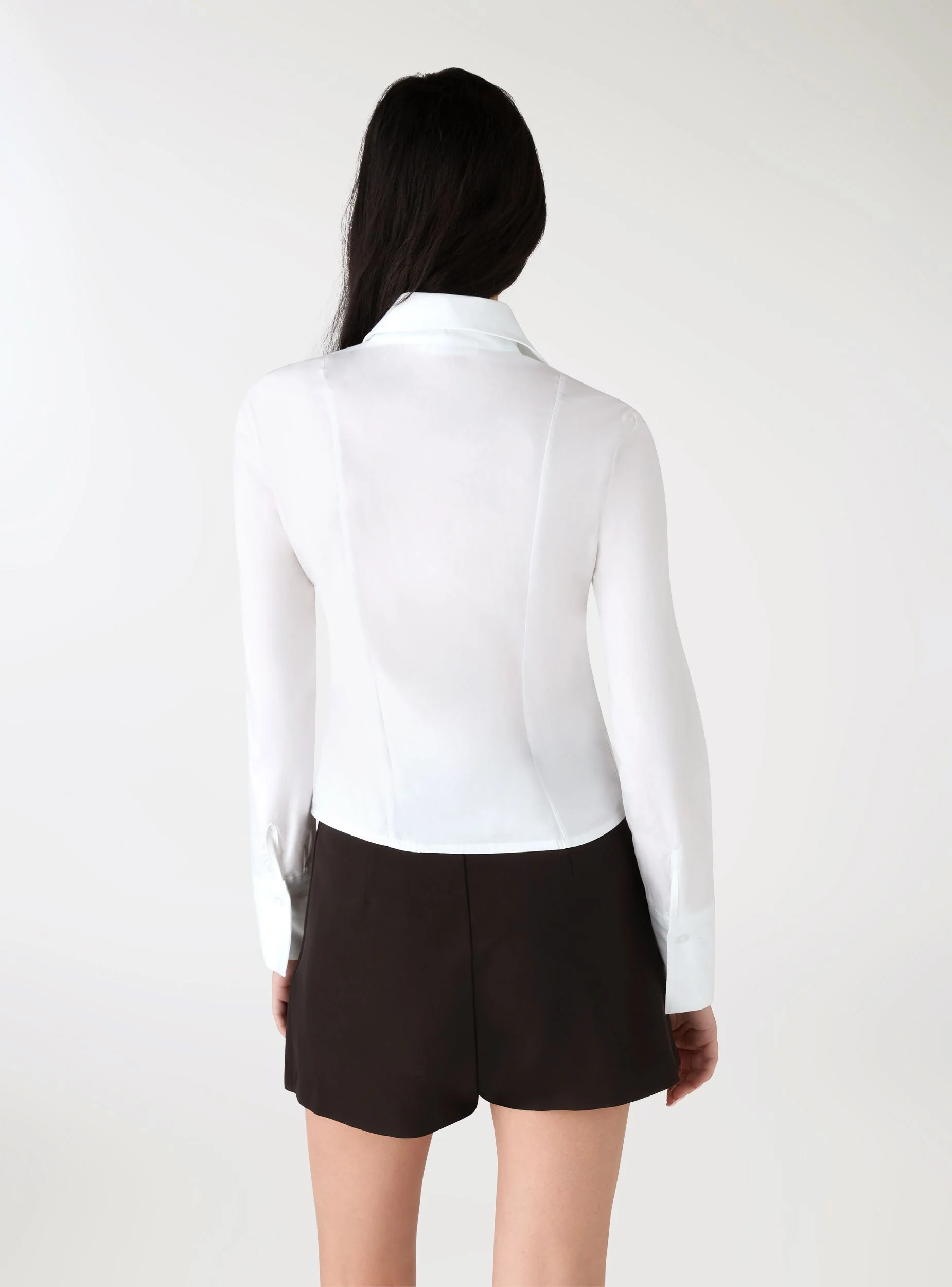Camicia popeline con corsetto a tinta unita - Image 4