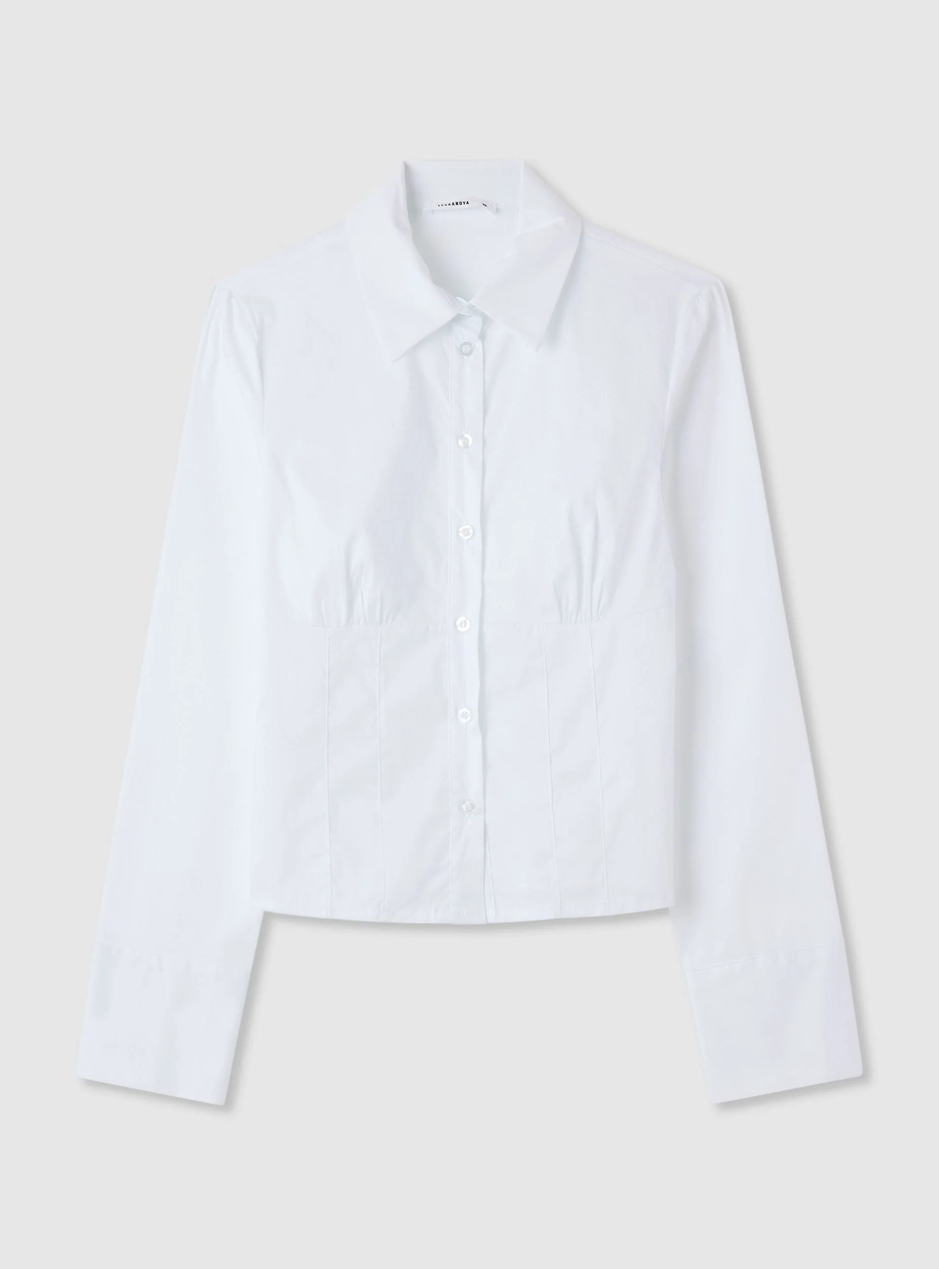 Camicia popeline con corsetto a tinta unita - Image 5