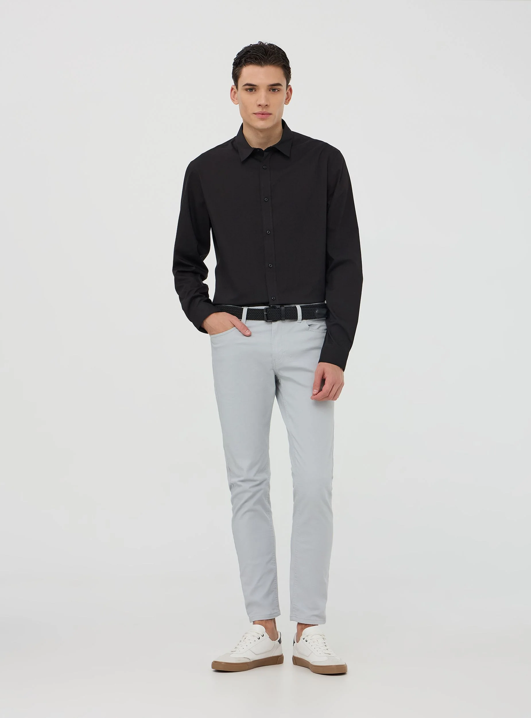 Camicia popeline stretch tinta unita
