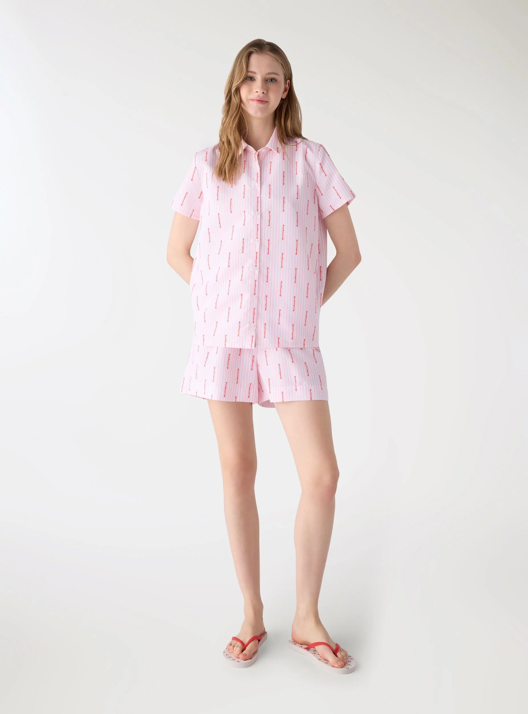 Camicia regular a righe con scritta TRNPOPLAB