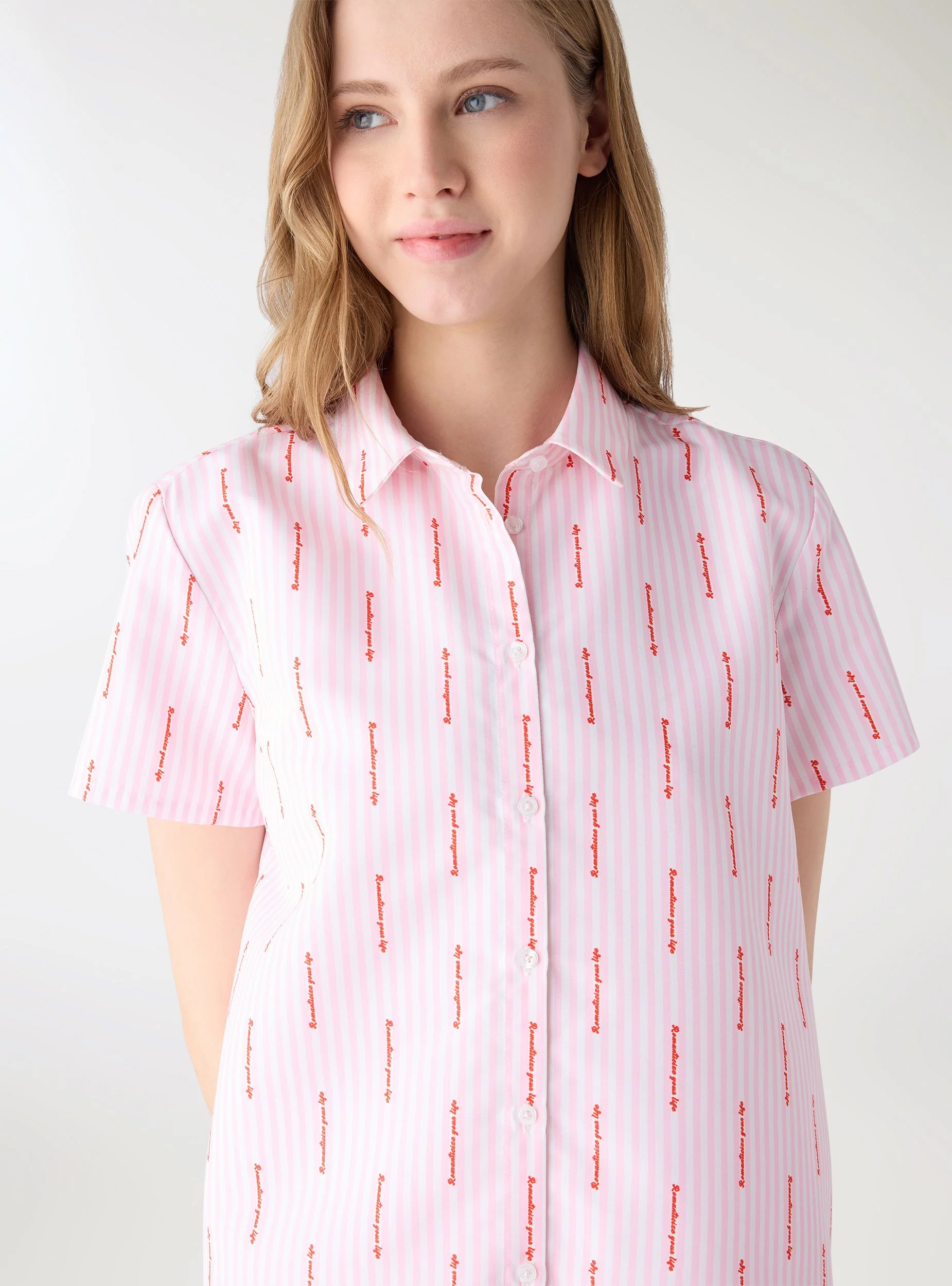 Camicia regular a righe con scritta TRNPOPLAB - Image 4