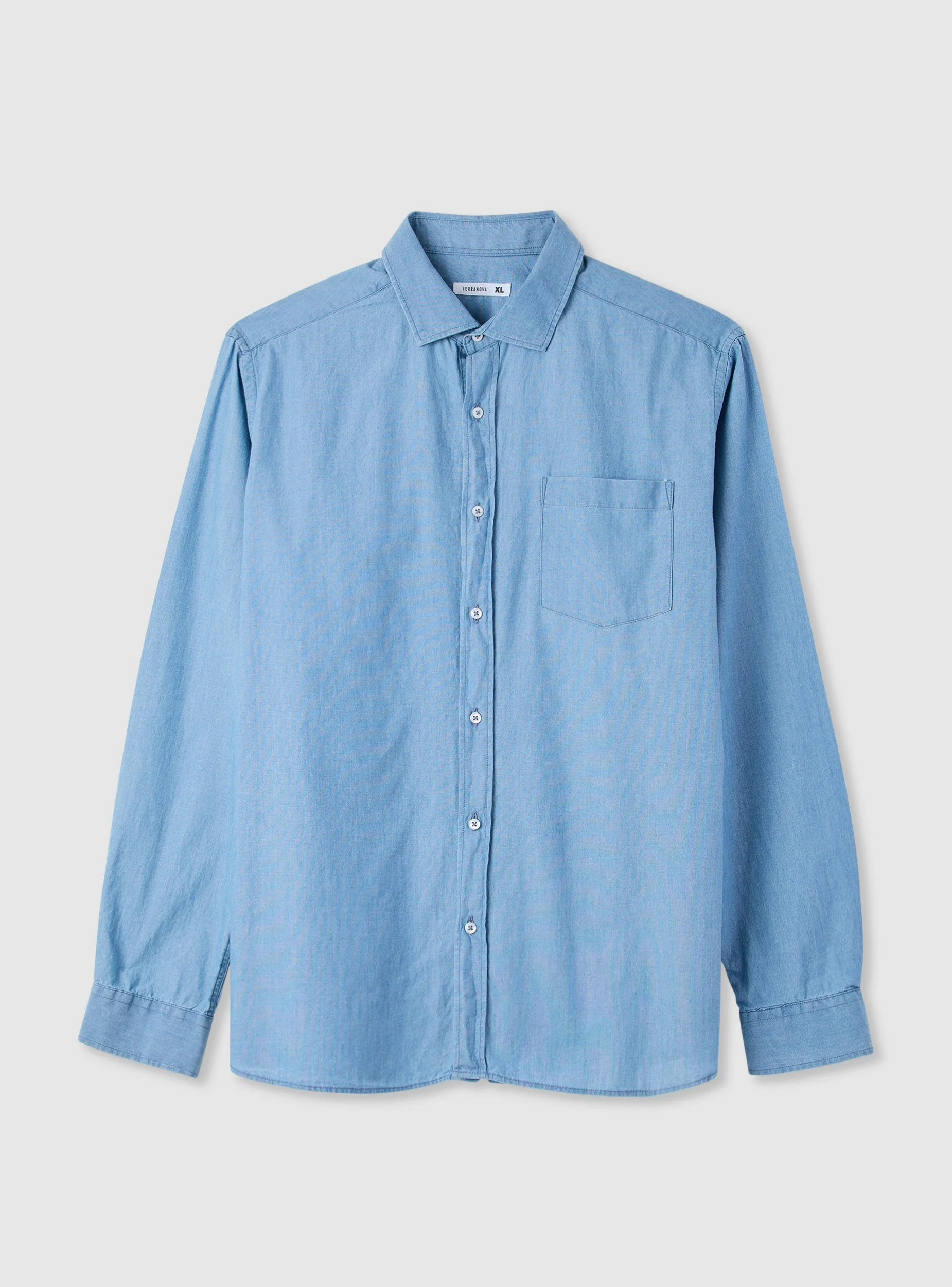 Camicia regular a tinta unita con taschino - Image 7