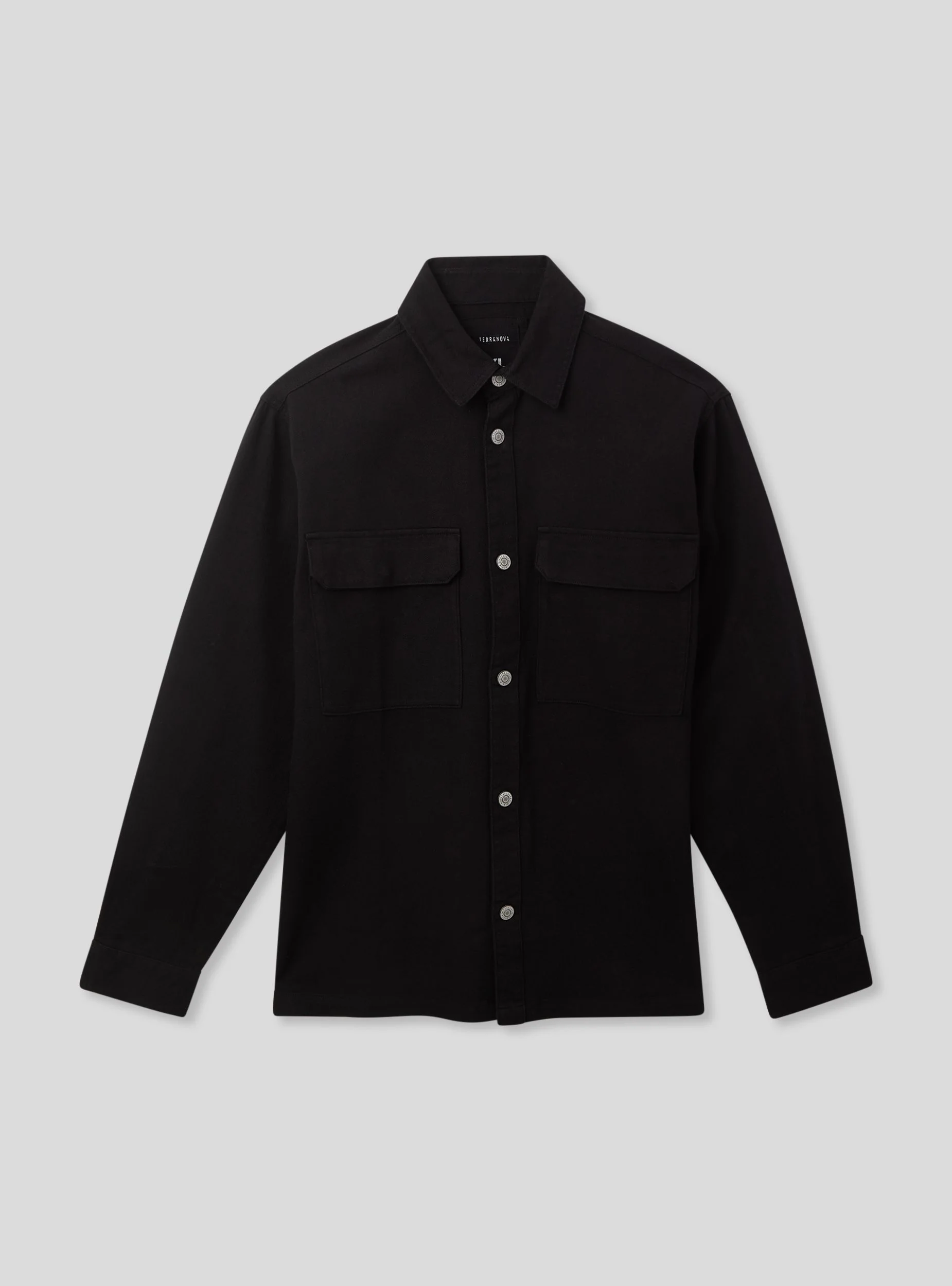 Camicia shacket in twill di cotone tinta unita - Image 4