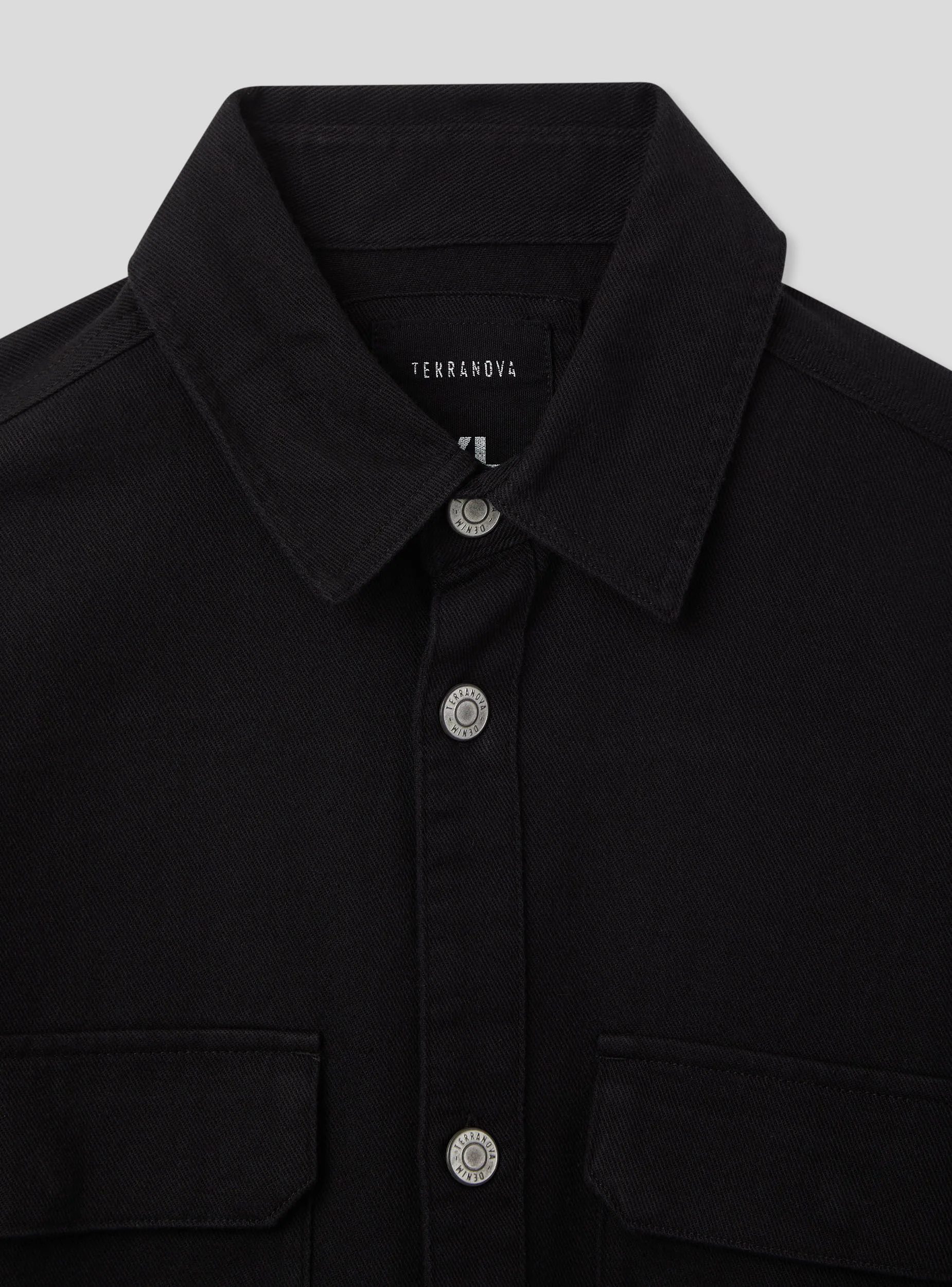 Camicia shacket in twill di cotone tinta unita - Image 5