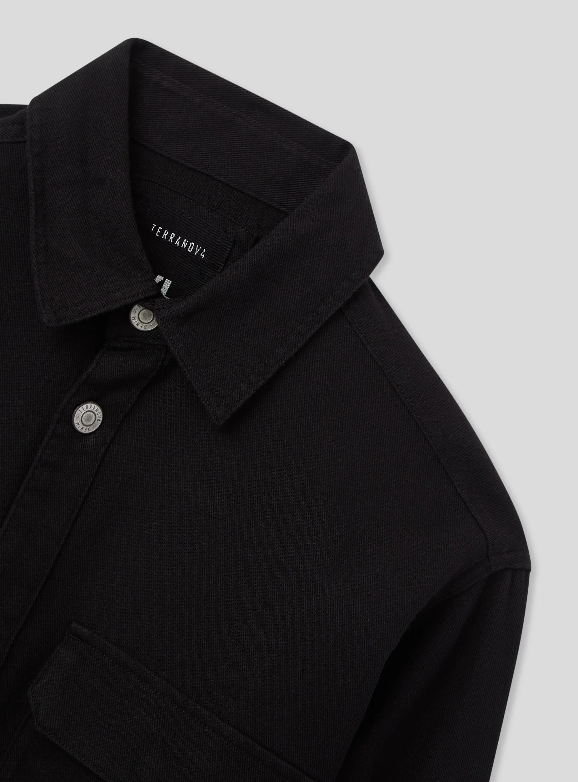 Camicia shacket in twill di cotone tinta unita - Image 6