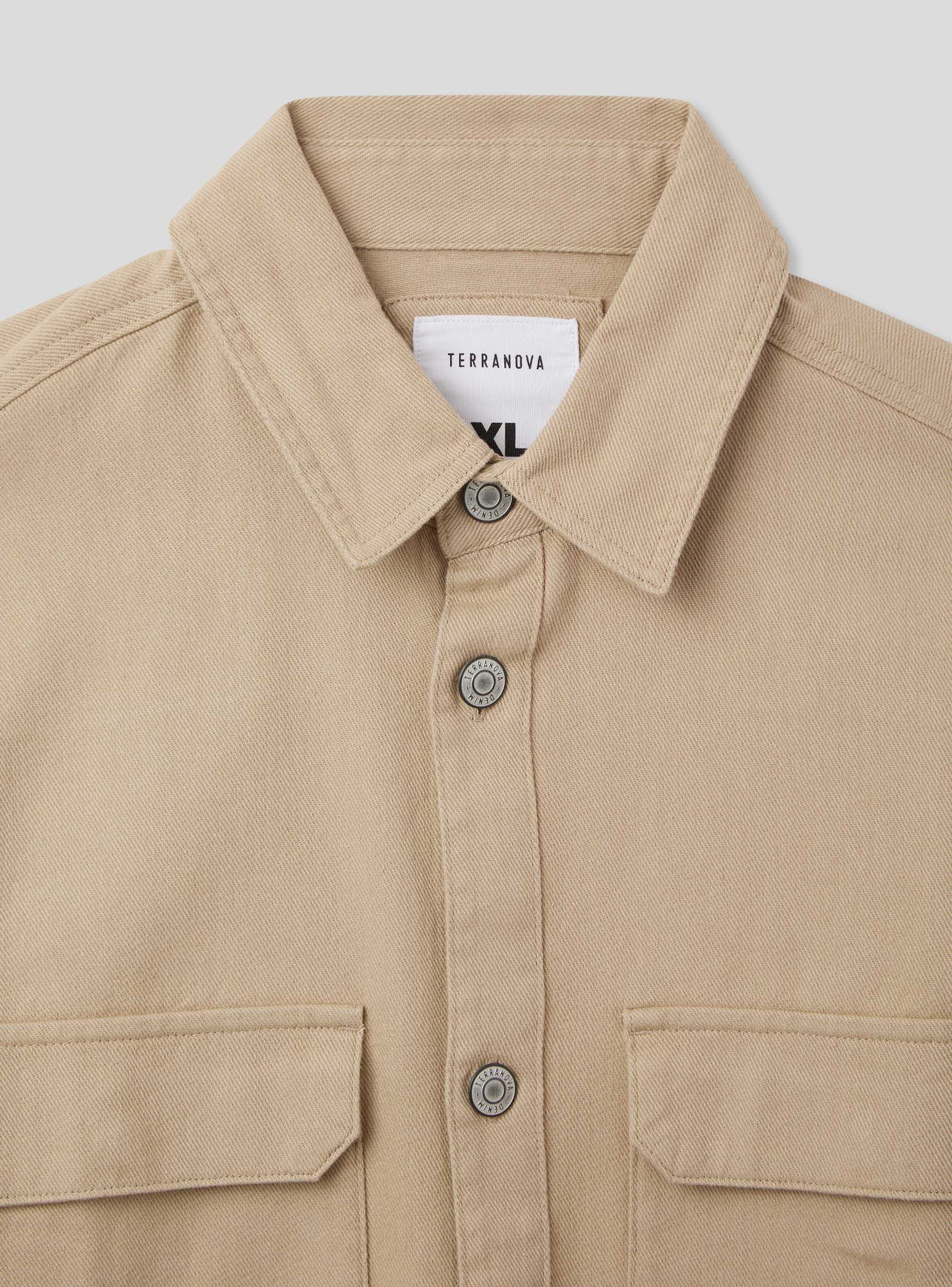 Camicia shacket in twill di cotone tinta unita - Image 6