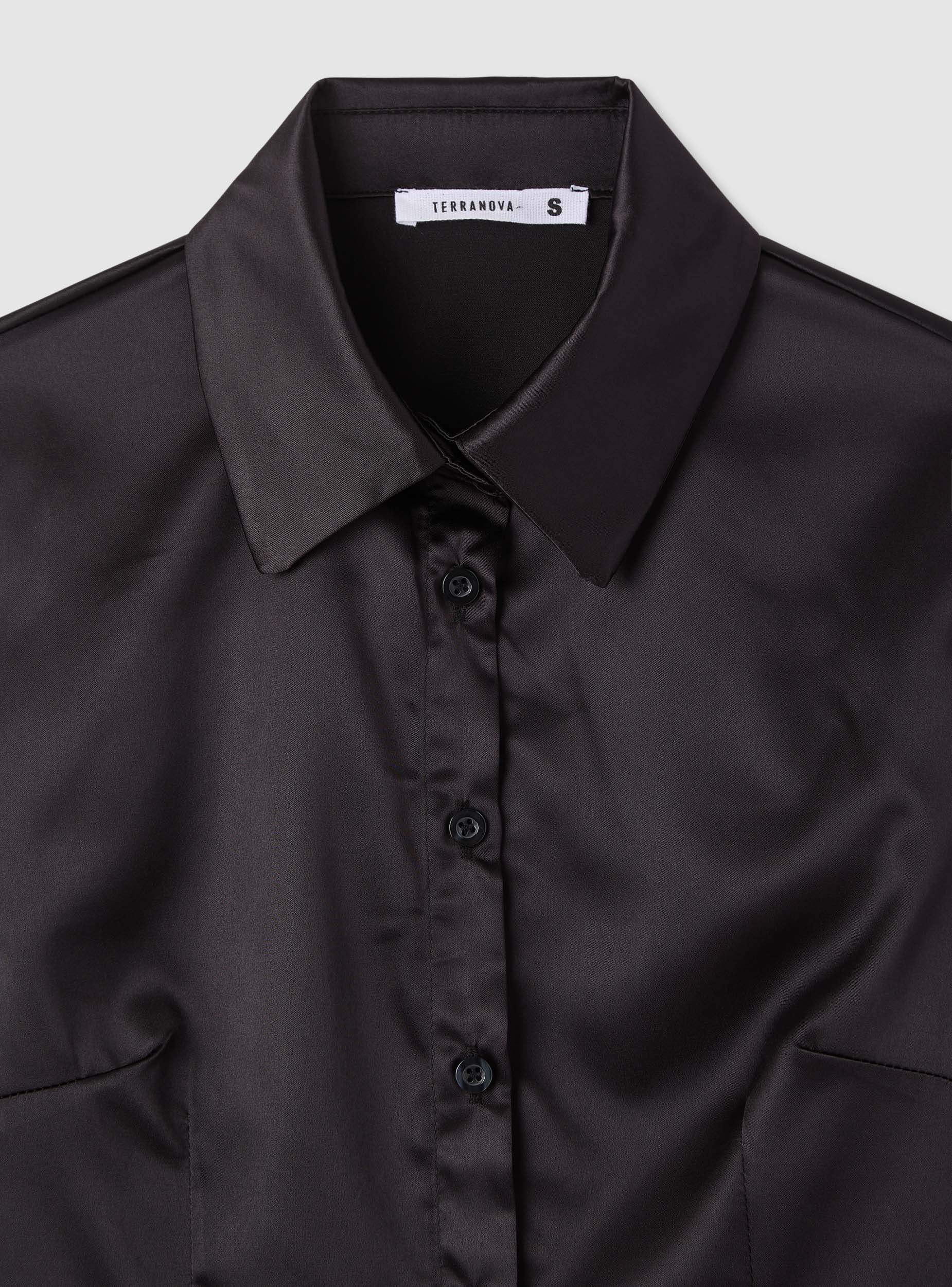 Camicia slim tinta unita satin - Image 7