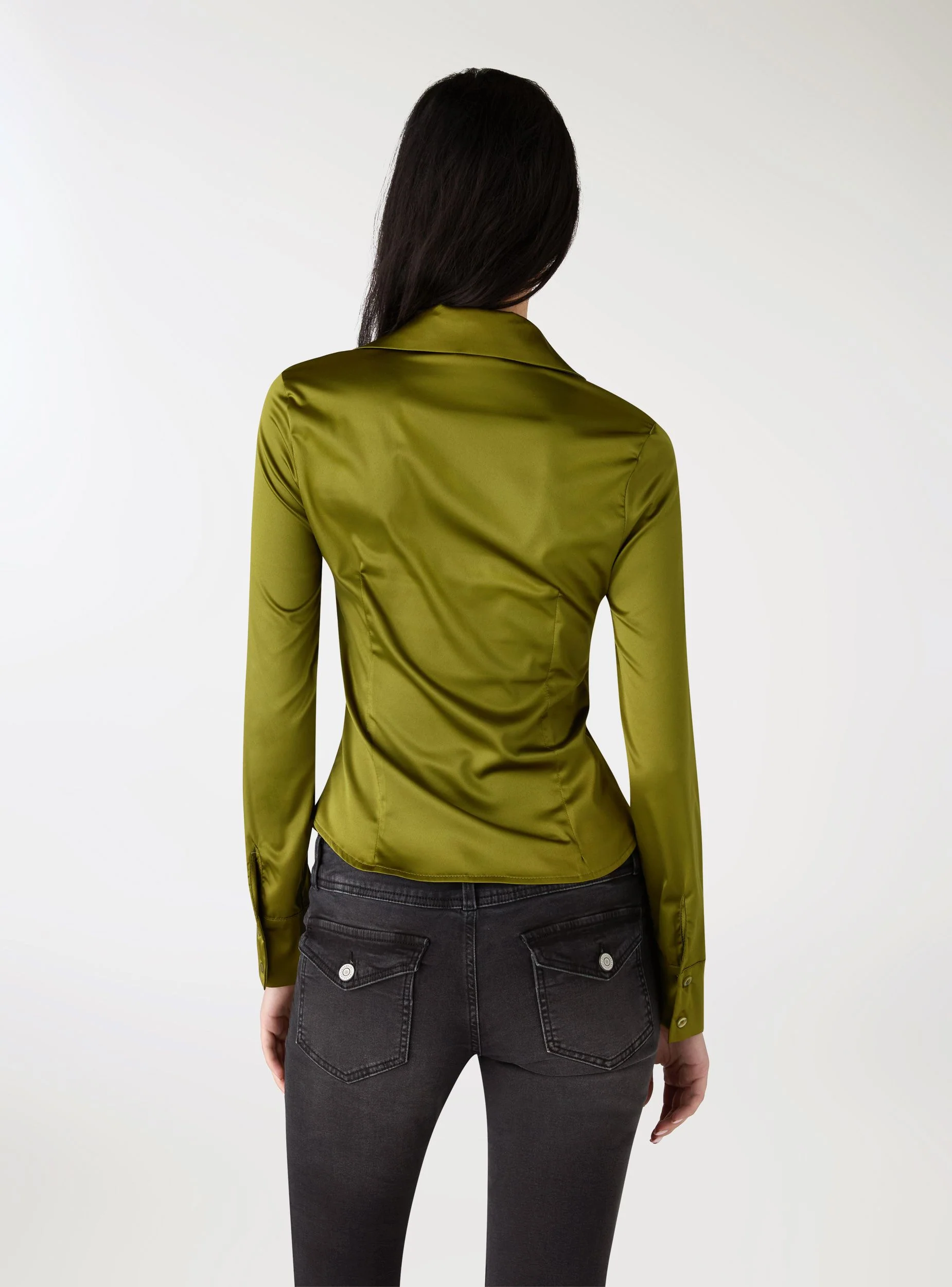 Camicia slim tinta unita satin - Image 4