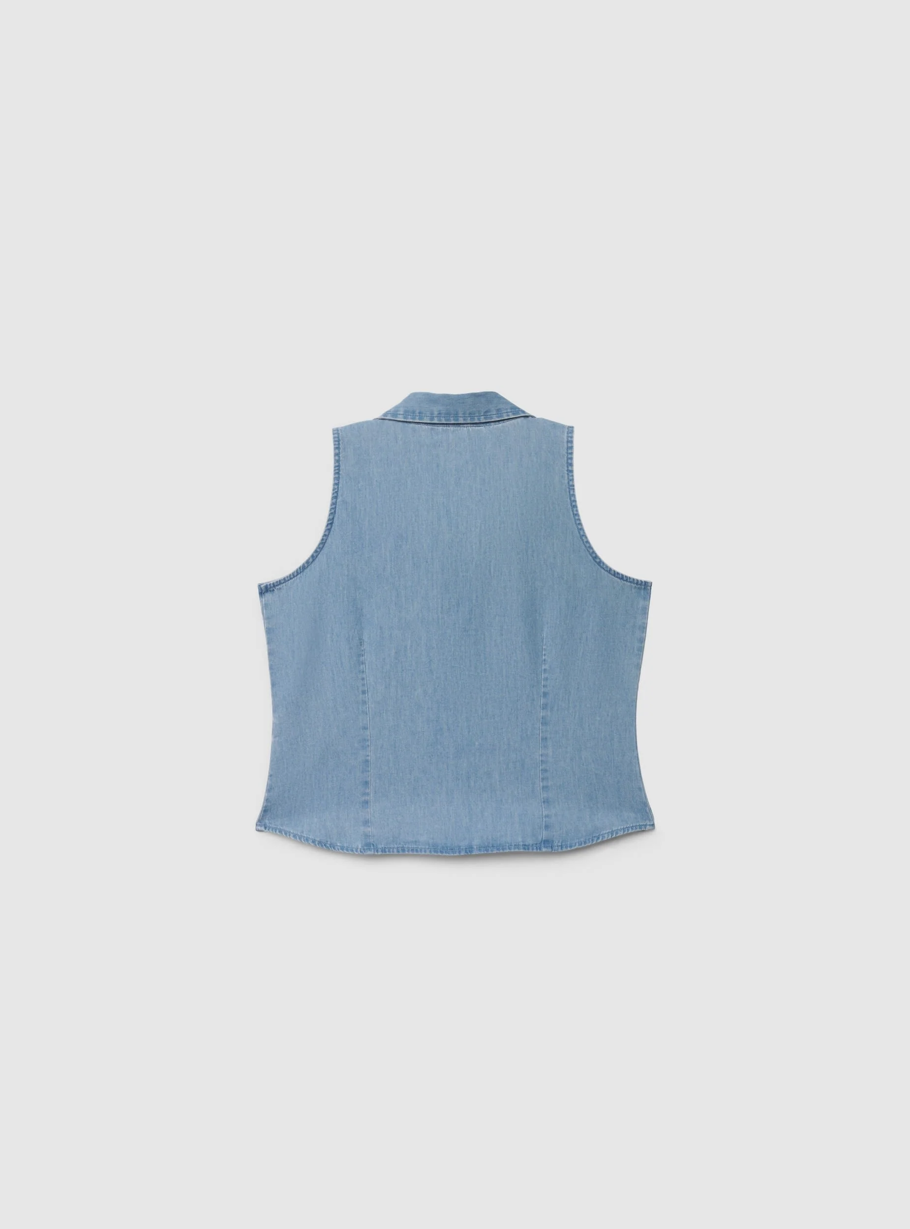 Camicia smanicata tinta unita - Image 6