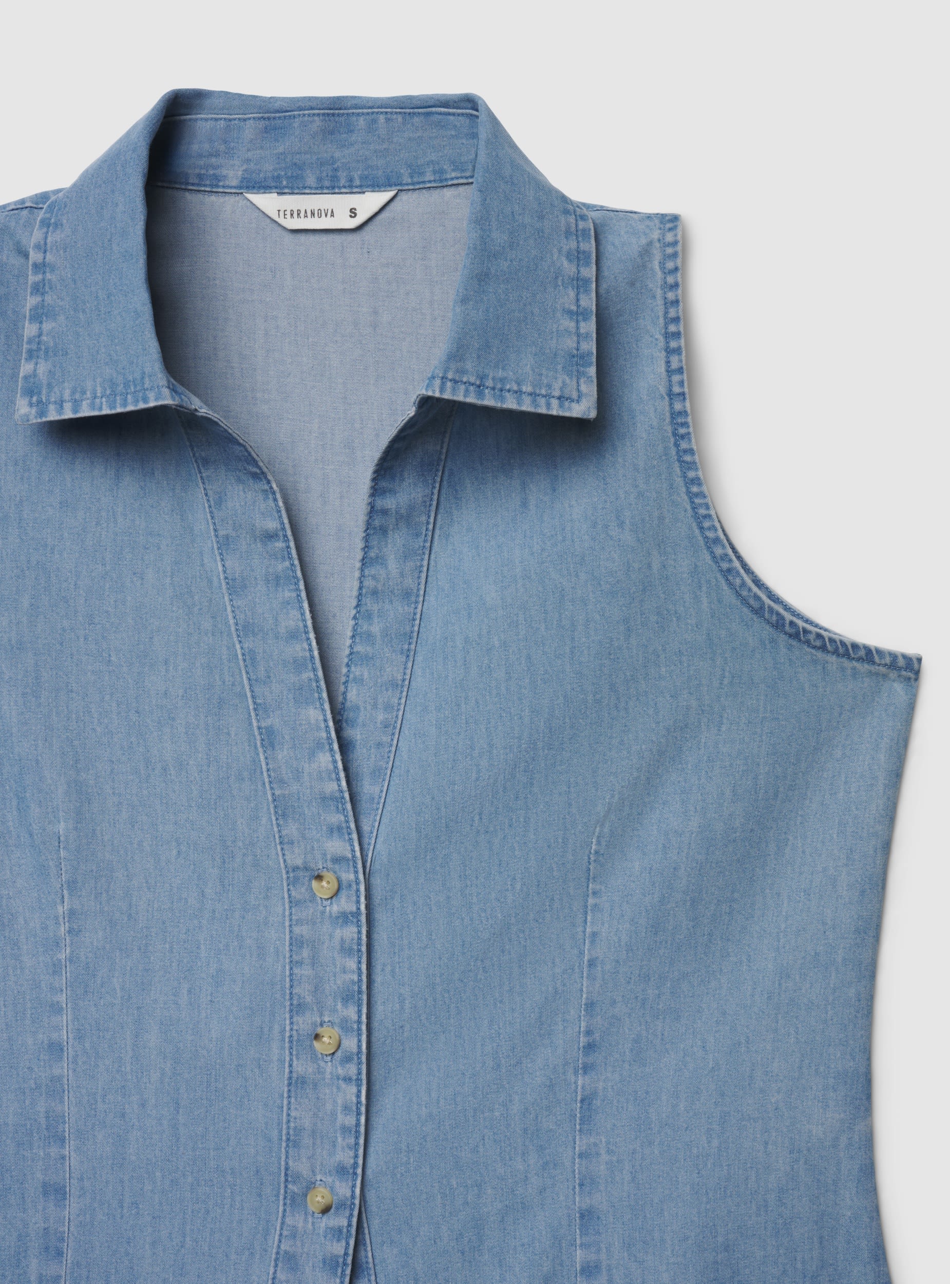 Camicia smanicata tinta unita - Image 7
