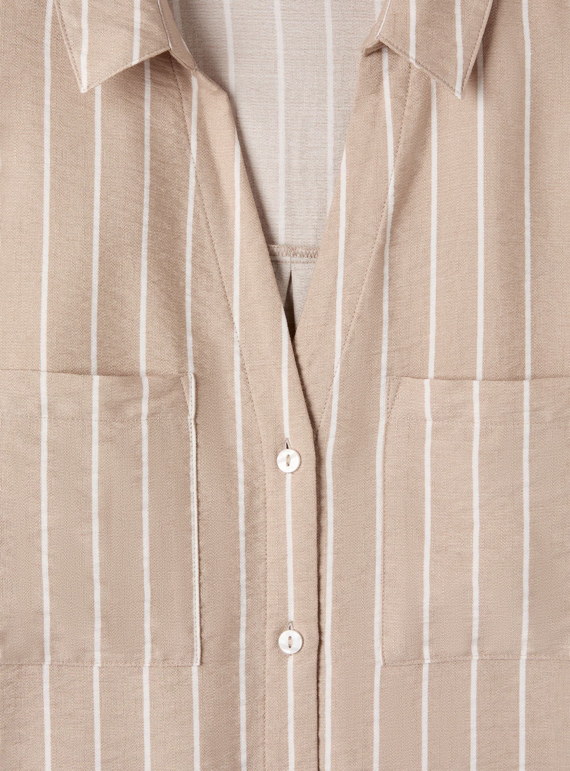 Camicia tessuto leggero a righe con tasche - Image 7