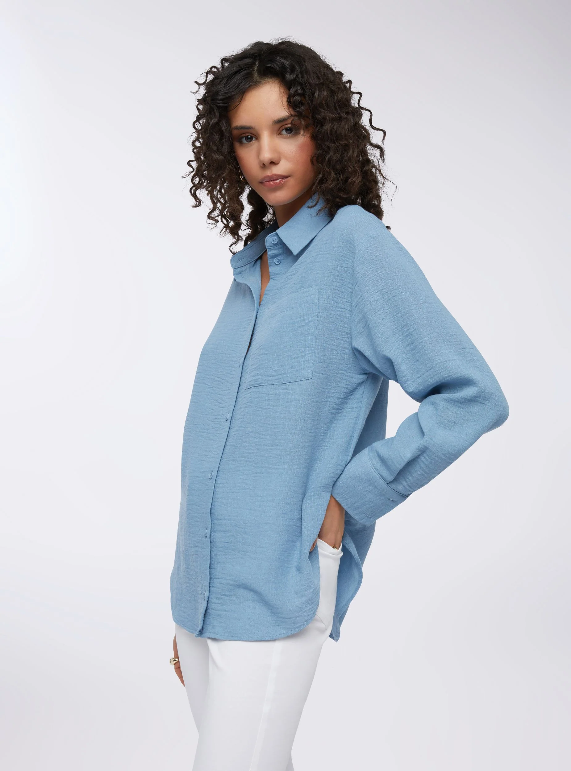Camicia tessuto leggero con tasca - Image 8